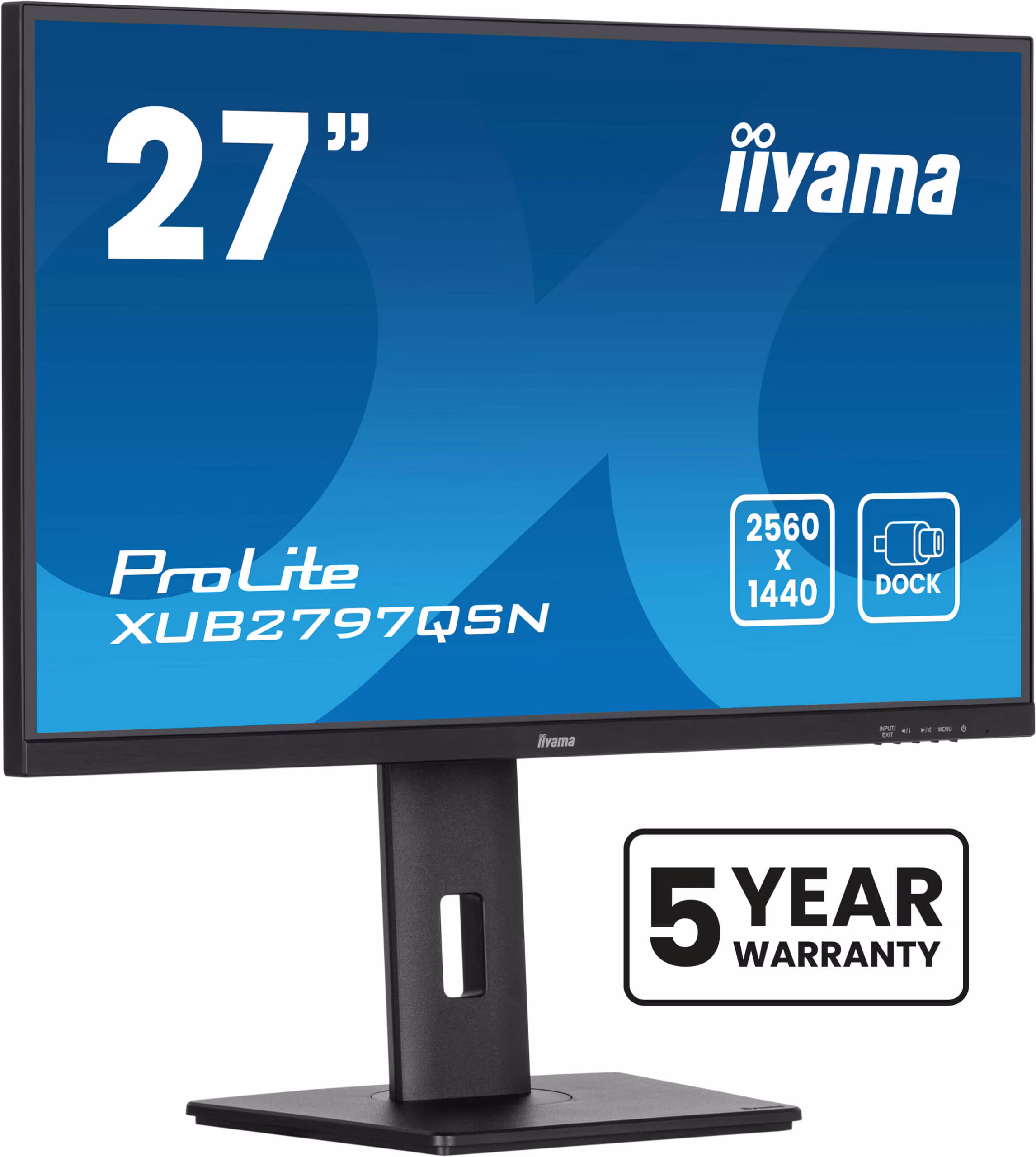 Monitor IIYAMA ProLite XUB2797QSN-B2 27" Nero QHD IPS Adaptive Sync USB-C Dock RJ 45 100Hz