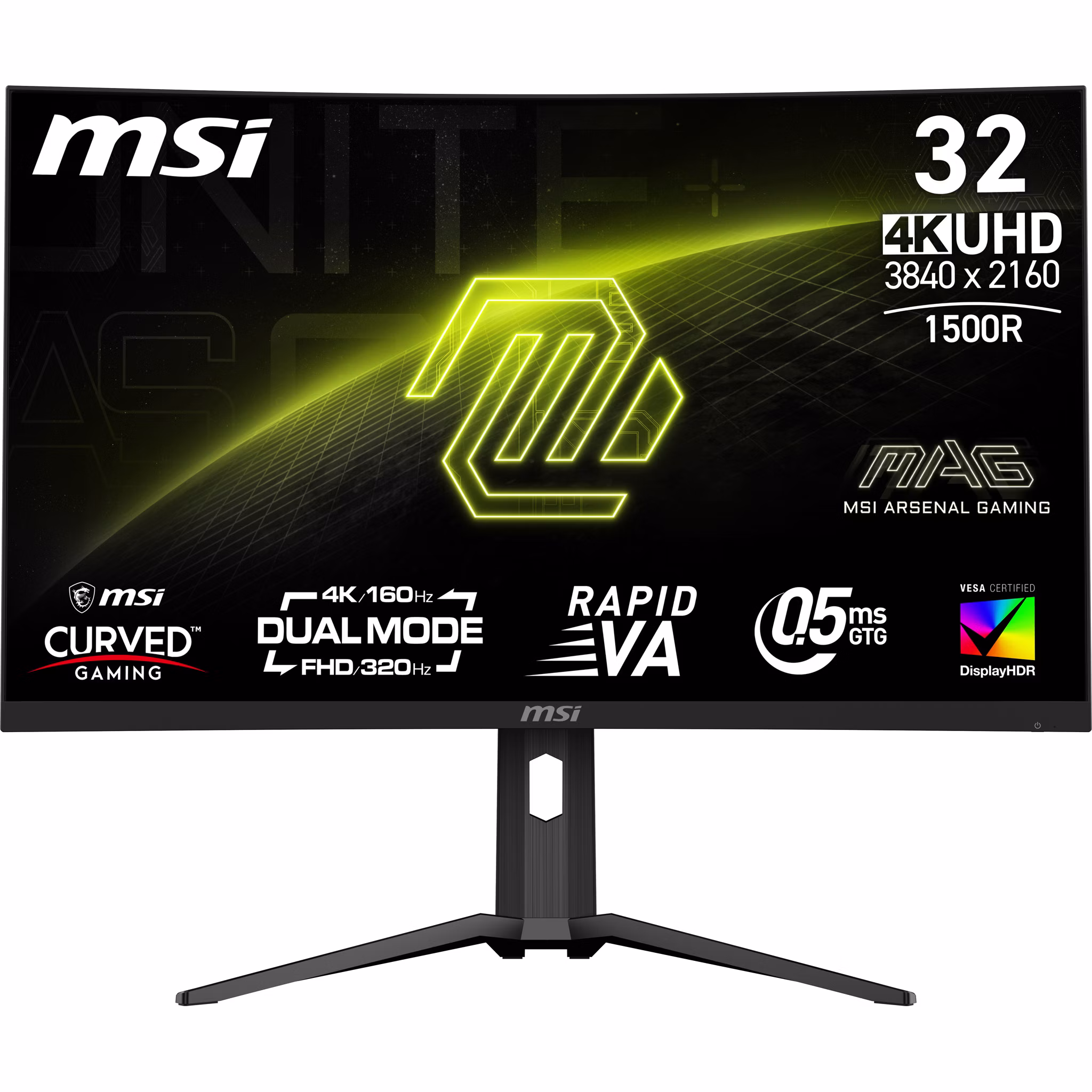 Monitor MSI MAG 321CUPDFDE 32" Nero UltraHD 4K Rapid-VA Curvo Dual-Mode 160 320 Hz USB-C 320Hz