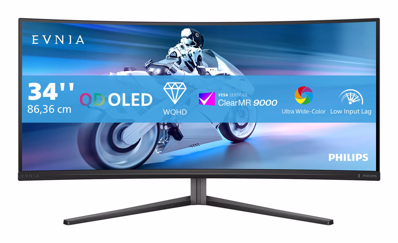 Monitor Philips Evnia 34M2C6500 34'' OLED HDMI DisplayPort HDR Curvo 175Hz Grigio Scuro