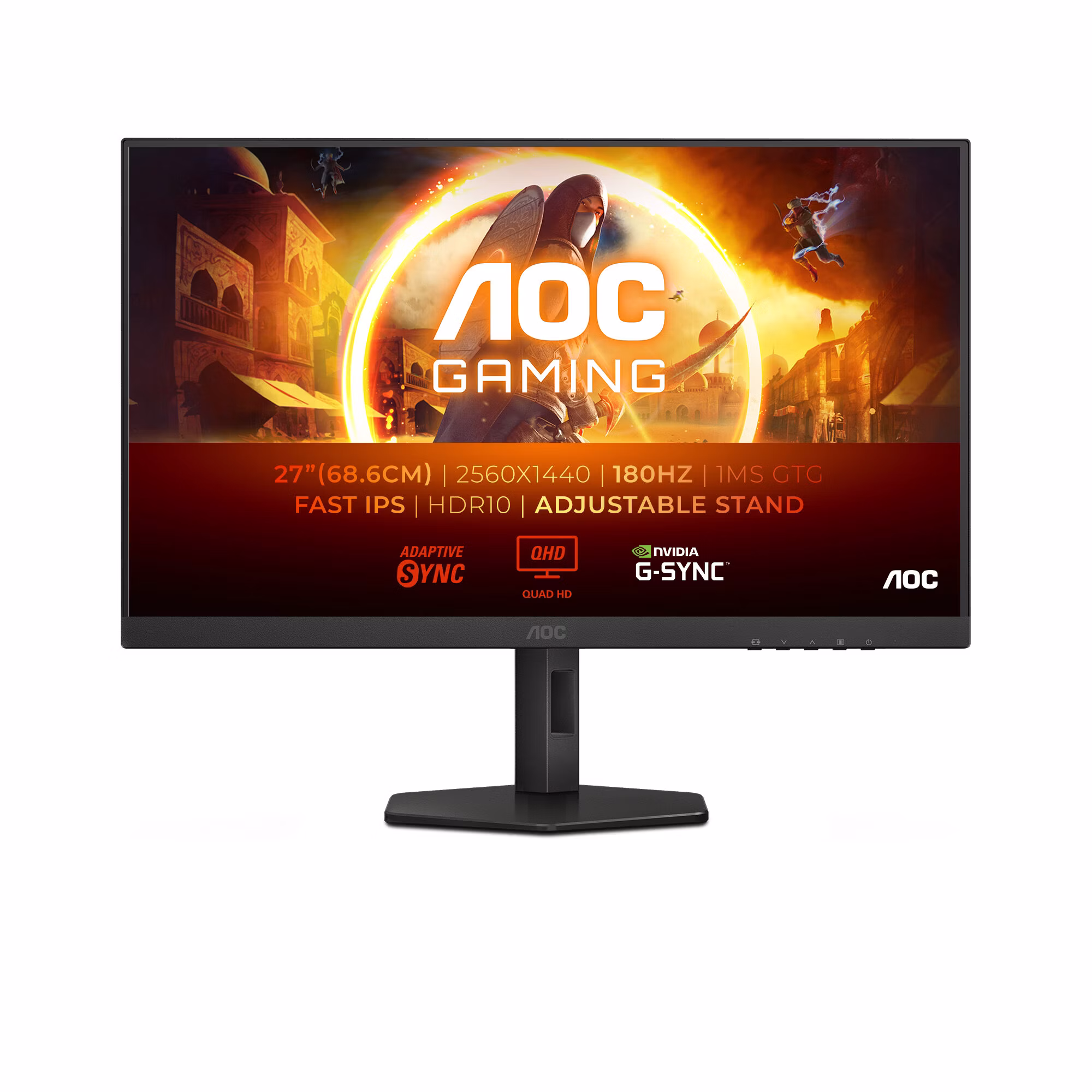 Monitor AOC Q27G4XF 27" Nero QHD IPS HDR Adaptive-Sync 180Hz 2 Monitor AOC Q27G4XF 27" Nero QHD IPS HDR Adaptive-Sync 180Hz - immagine 2