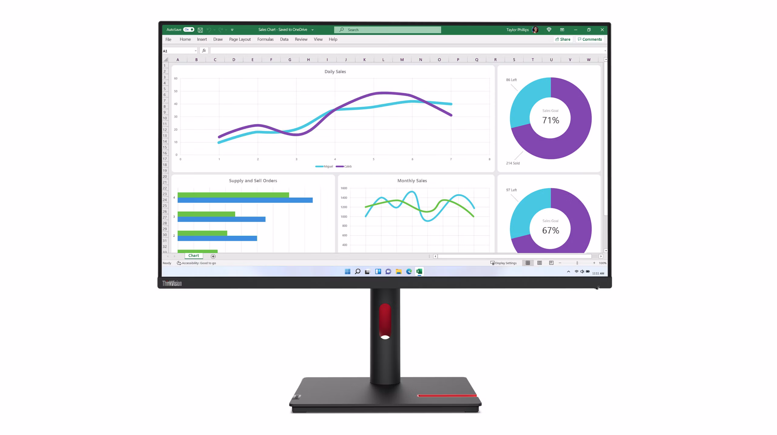 Monitor Lenovo ThinkVision T32h-30 32" Nero QHD IPS USB-C HDR