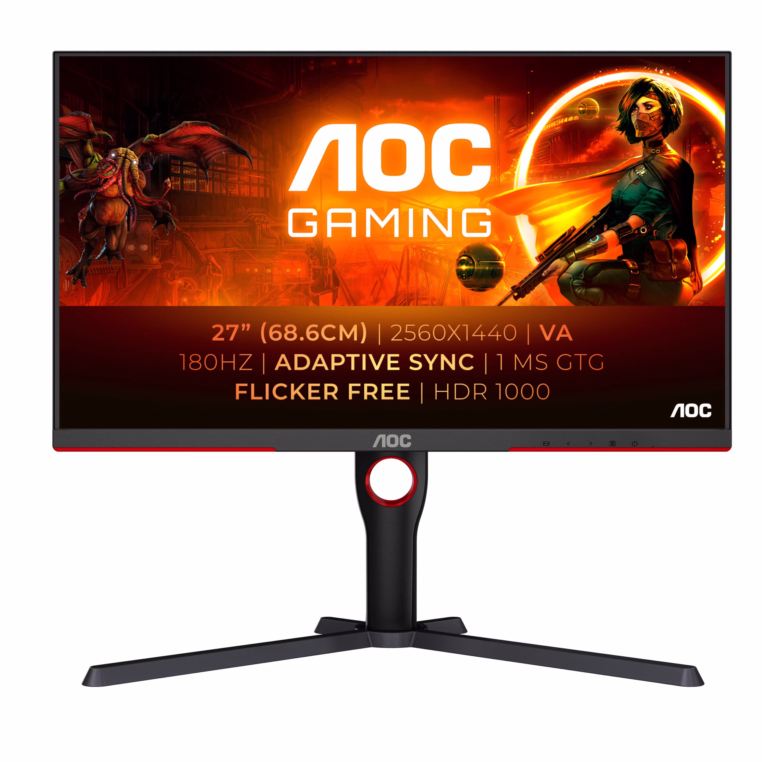 Monitor AOC Gaming Q27G3XMN/BK 27" 180Hz FreeSync Premium Pro VA DP 2 x HDMI Nero