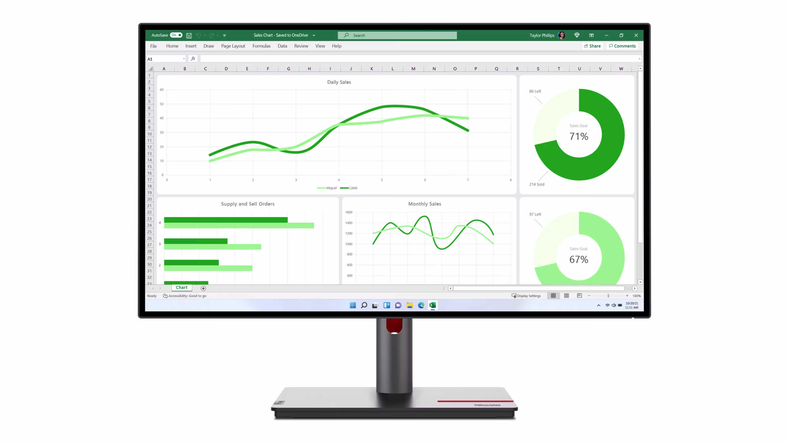Monitor Lenovo ThinkVision P27q-30 27'' QHD IPS 60 Hz LED Nero
