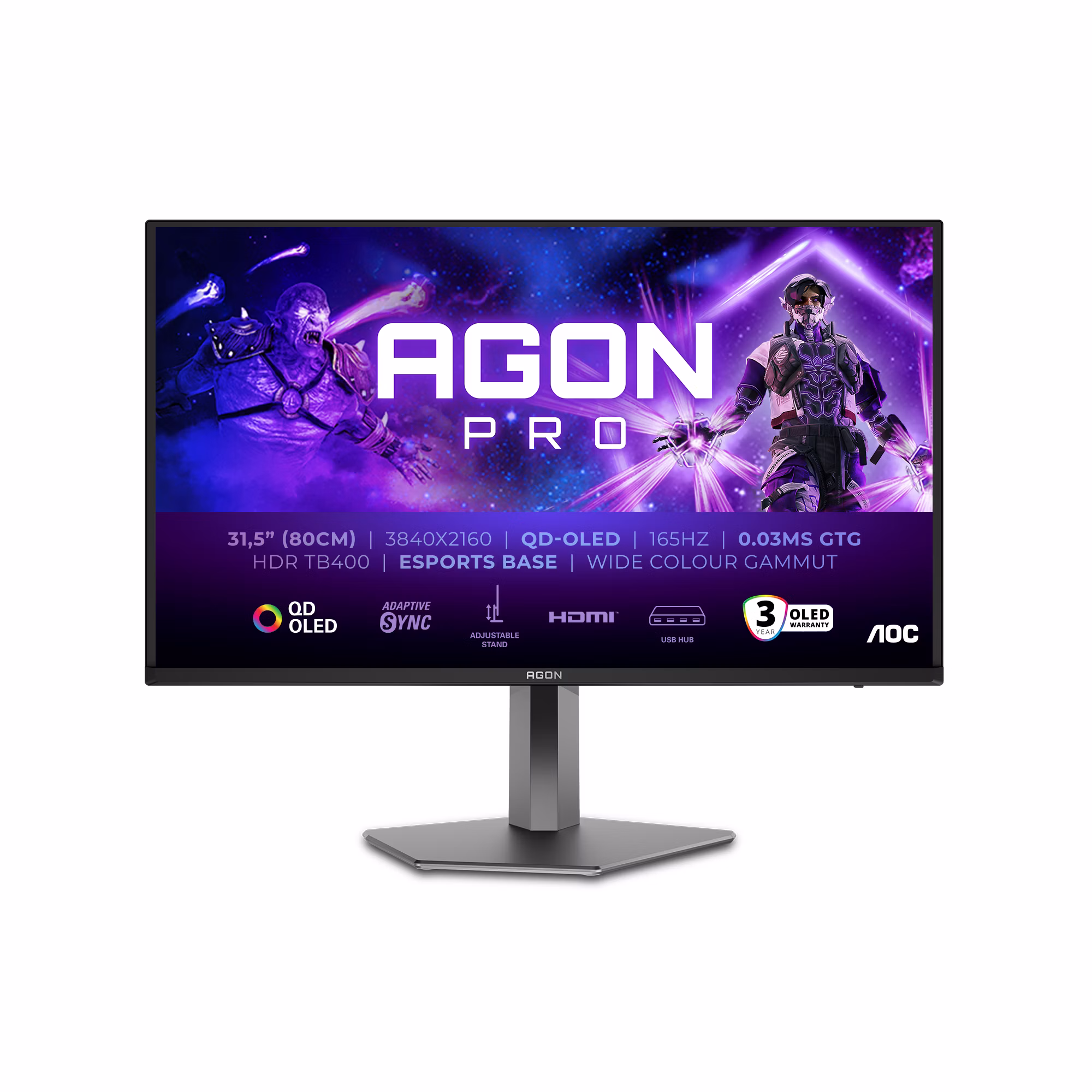 Monitor AOC AGON PRO AG326UD 32" Nero dunkelGrigio UHD HDR Adaptive Sync HDMI DisplaPort 165Hz 2 Monitor AOC AGON PRO AG326UD 32" Nero dunkelGrigio UHD HDR Adaptive Sync HDMI DisplaPort 165Hz - immagine 2