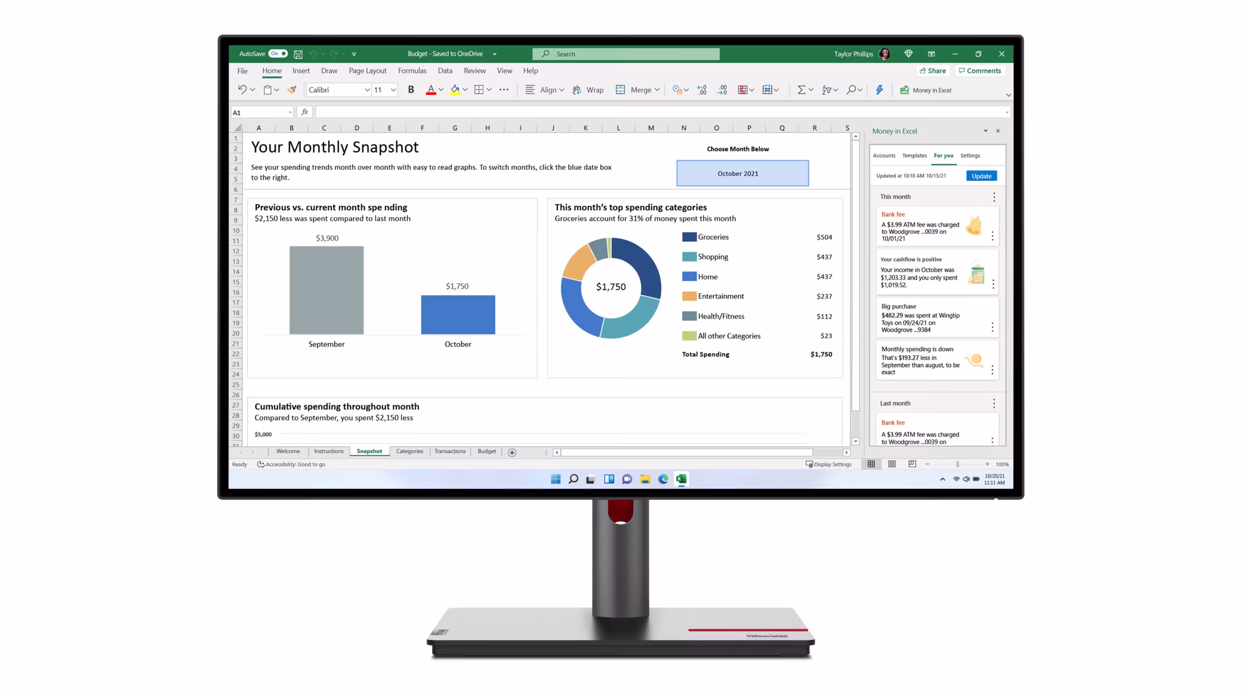 Monitor Lenovo ThinkVision P27h-30 27'' QHD IPS HDR USB LED Nero