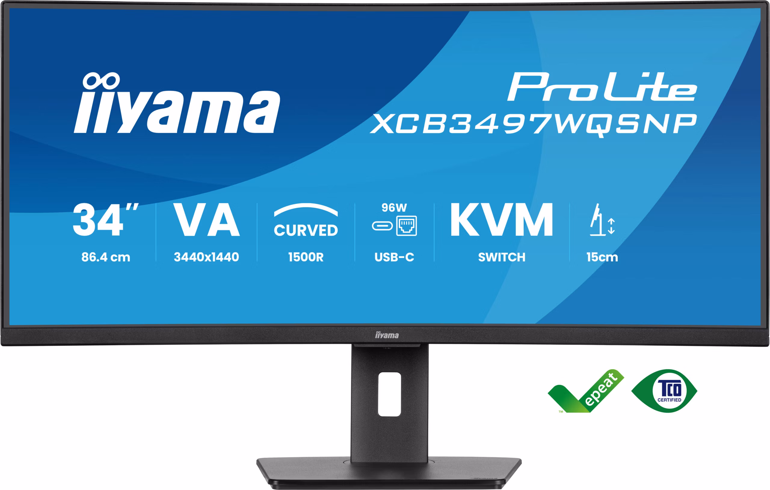 Monitor IIYAMA ProLite XCB3497WQSNP-B1 34" Nero WQHD VA Curvo Adaptive-Sync USB-C USB-Hub 120Hz 2 Monitor IIYAMA ProLite XCB3497WQSNP-B1 34" Nero WQHD VA Curvo Adaptive-Sync USB-C USB-Hub 120Hz - immagine 2