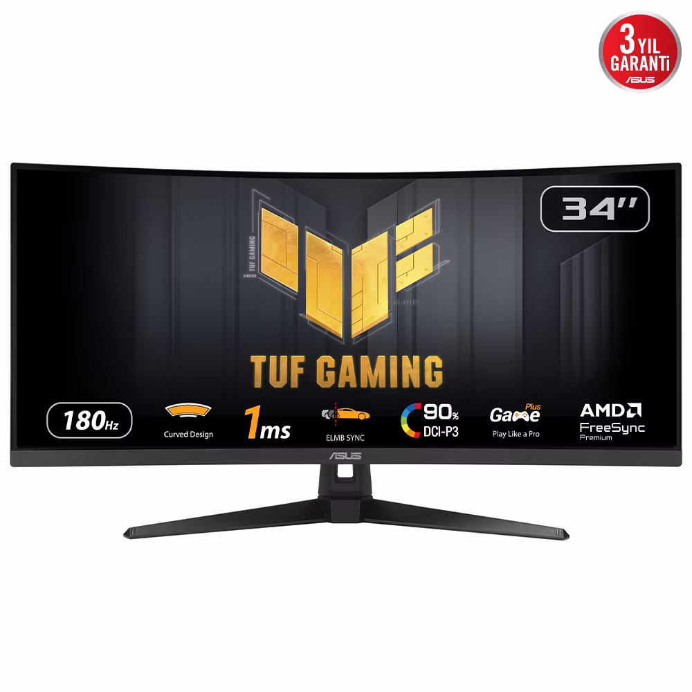 Monitor Asus TUF Gaming VG34VQ3B 34'' UWQHD DisplayPort HDMI HDR USB Curvo 180Hz Nero