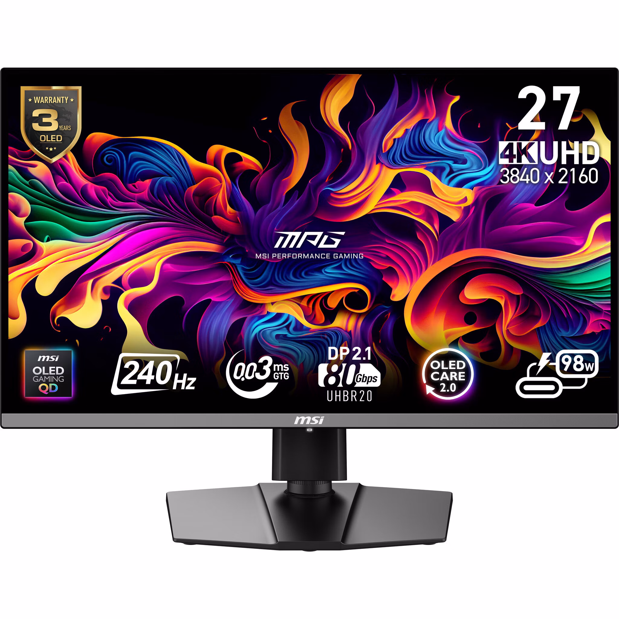 Monitor MSI MPG 272URXDE QD-OLED 27" Gaming 4K 240Hz OLED G-SYNC