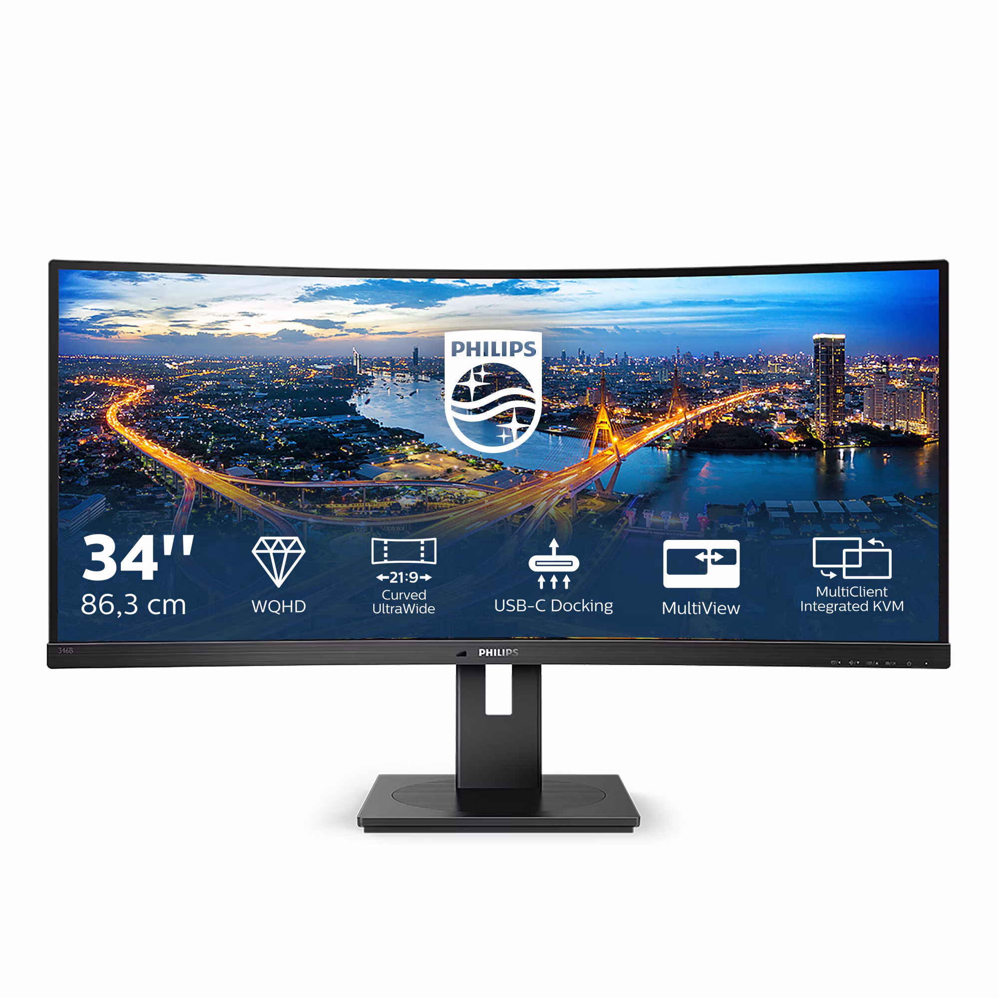 Monitor Philips 346B1C/00 34'' WQHD VA Adaptive-Sync HDMI LED Nero