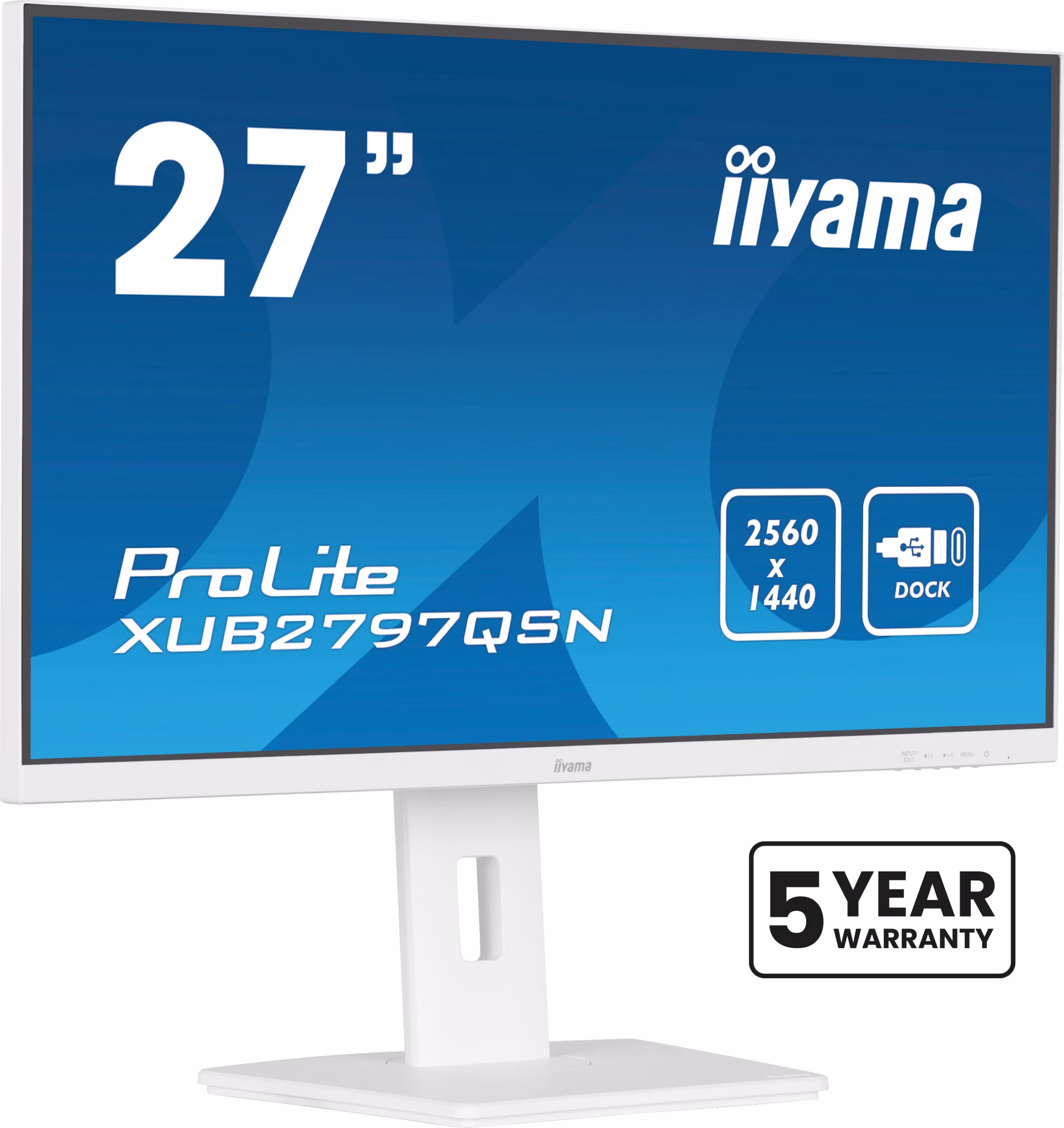 Monitor IIYAMA ProLite XUB2797QSN-W2 27" Bianco QHD IPS Adaptive Sync USB-C Dock RJ 45 100Hz