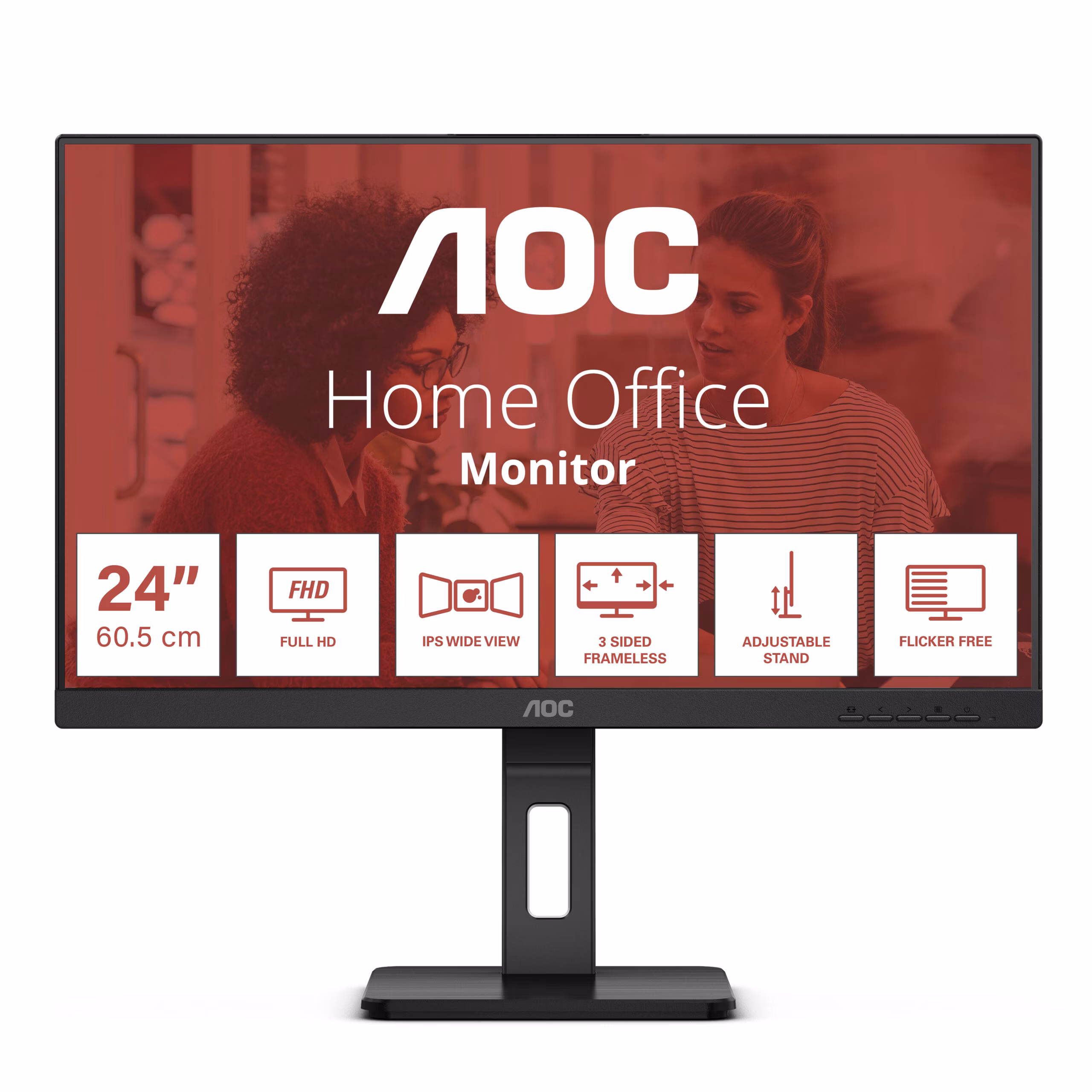 Monitor AOC 24E3QAF 24" Nero Full HD IPS HDR ergonomischer Standfuß