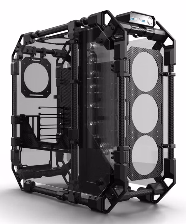 Case Alphacool Apex Pro Skeleton Midi Tower ATX Piastra Distro Carbonio Vetro Temperato