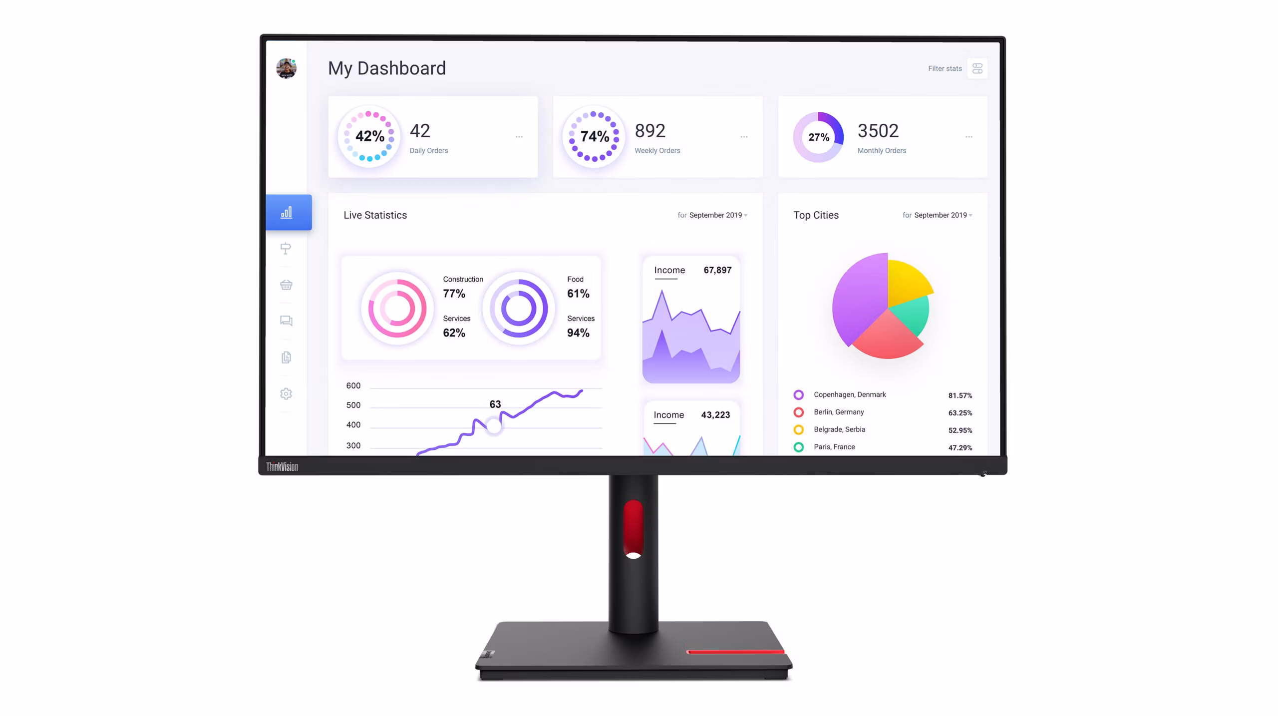 Monitor Lenovo ThinkVision T32p-30 32'' UltraHD/4K IPS 60Hz LED Nero