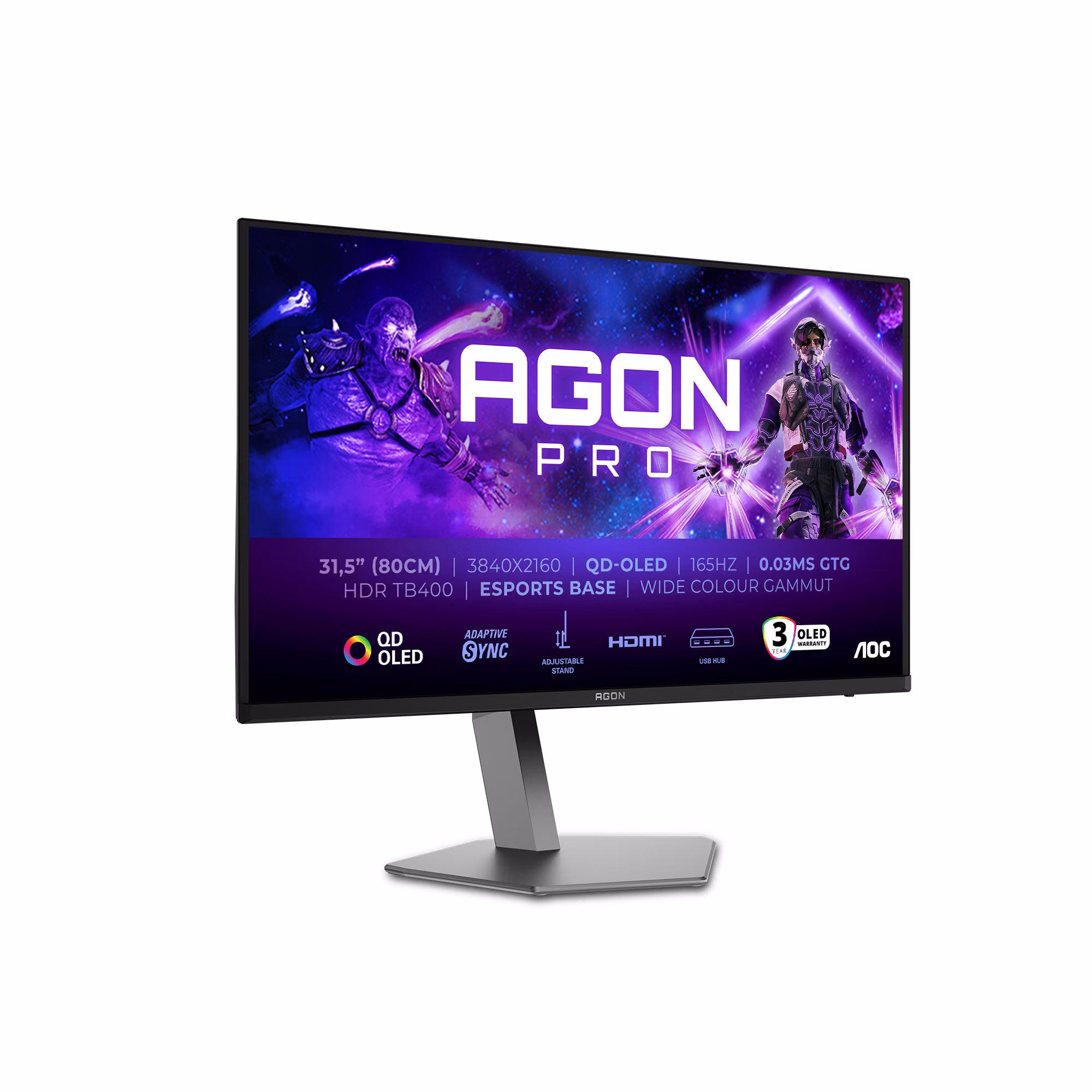 Monitor AOC AGON PRO AG326UD 32" Nero dunkelGrigio UHD HDR Adaptive Sync HDMI DisplaPort 165Hz