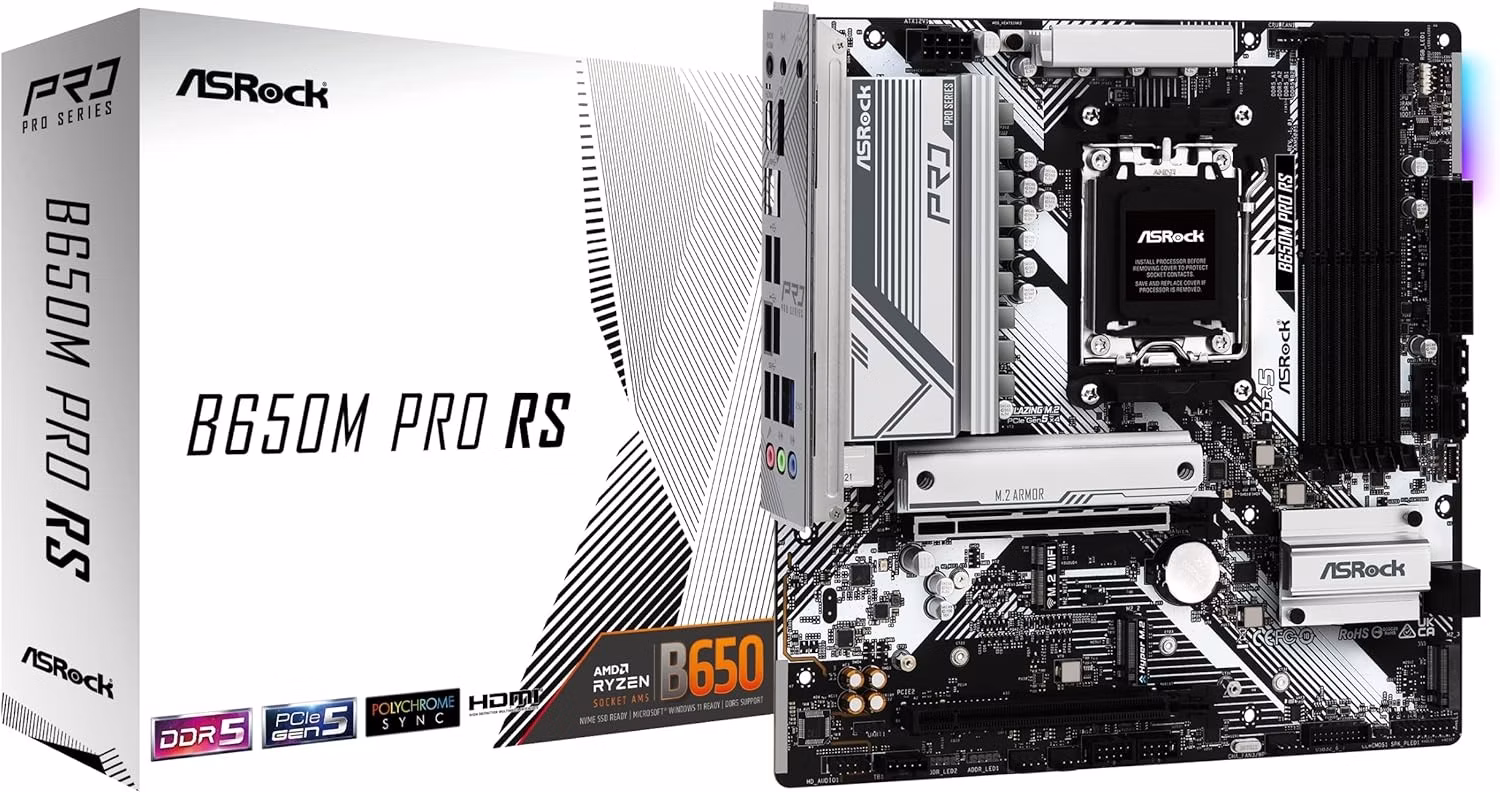 Scheda Madre ASRock B650M Pro RS AMD AM5 DDR5 Micro ATX Argento 1 Scheda Madre ASRock B650M Pro RS AMD AM5 DDR5 Micro ATX Argento