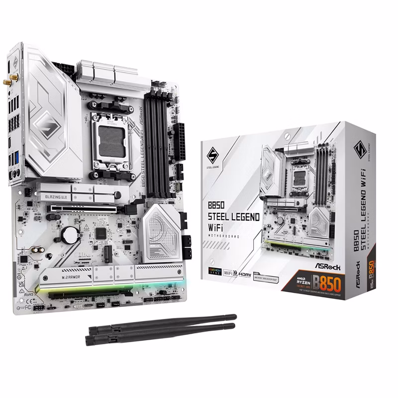 Scheda Madre ASROCK B850 Steel Legend WIFI Socket AM5 DDR5 ATX Bianco