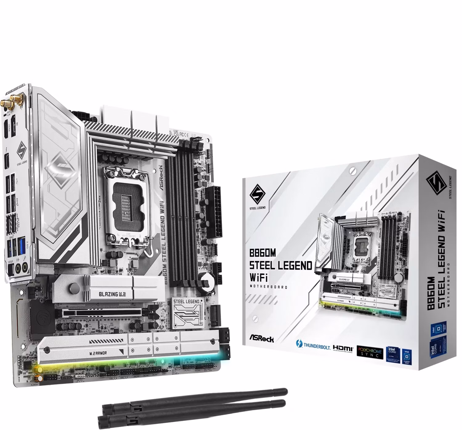 Scheda Madre ASROCK B860M Steel Legend WIFI LGA 1851 DDR5 Micro ATX Bianco
