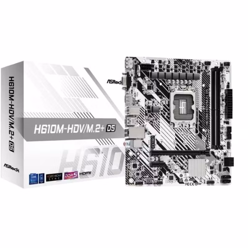 Scheda Madre ASROCK H610M-HDV/M.2+ D5 LGA 1700 DDR5 Micro ATX Bianco