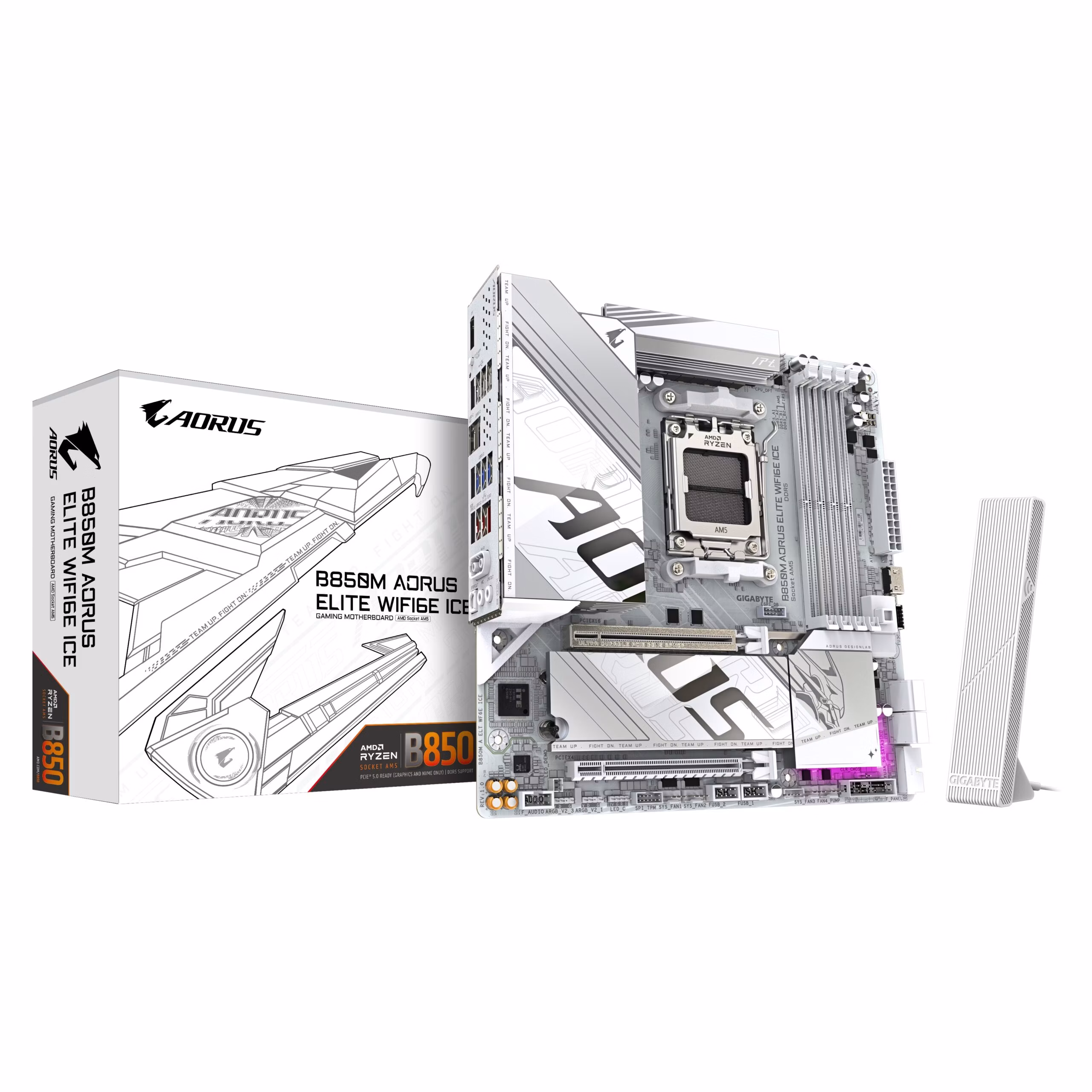 Scheda Madre Gigabyte GA-B850M A ELITE WIFI 6E ICE AM5 DDR5 Micro ATX