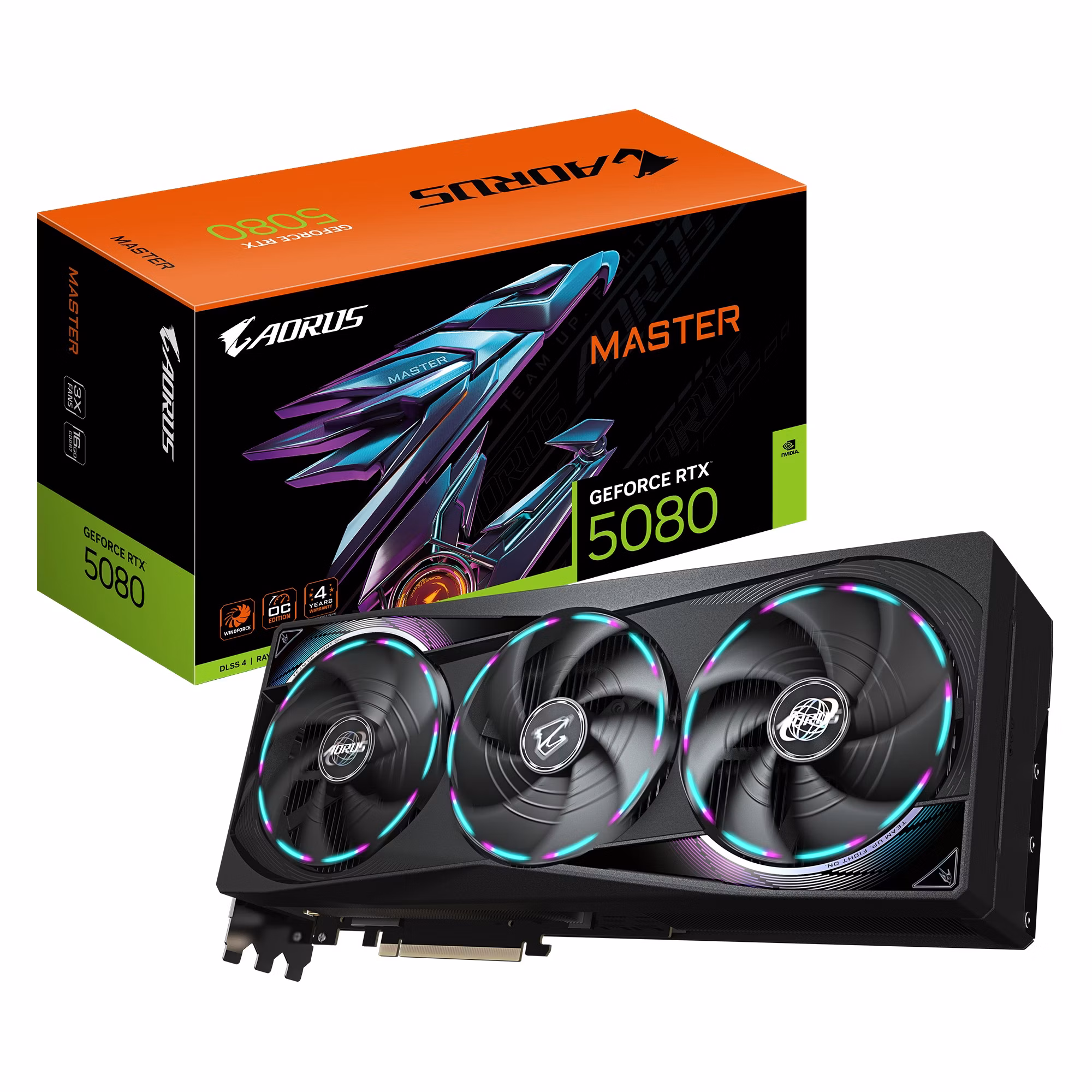 Scheda Video Gigabyte Aorus Nvidia GeForce RTX 5080 Master OC 16GB GDDR7 Nero