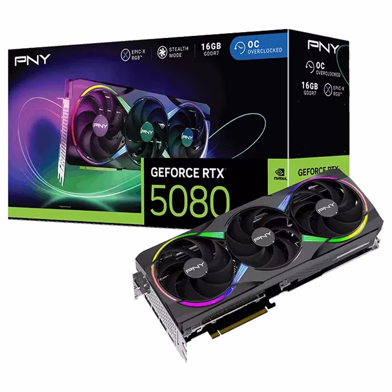 Scheda Video PNY NVIDIA GeForce RTX 5080 ARGB Gaming Overclocked Triple 16 GB GDDR7