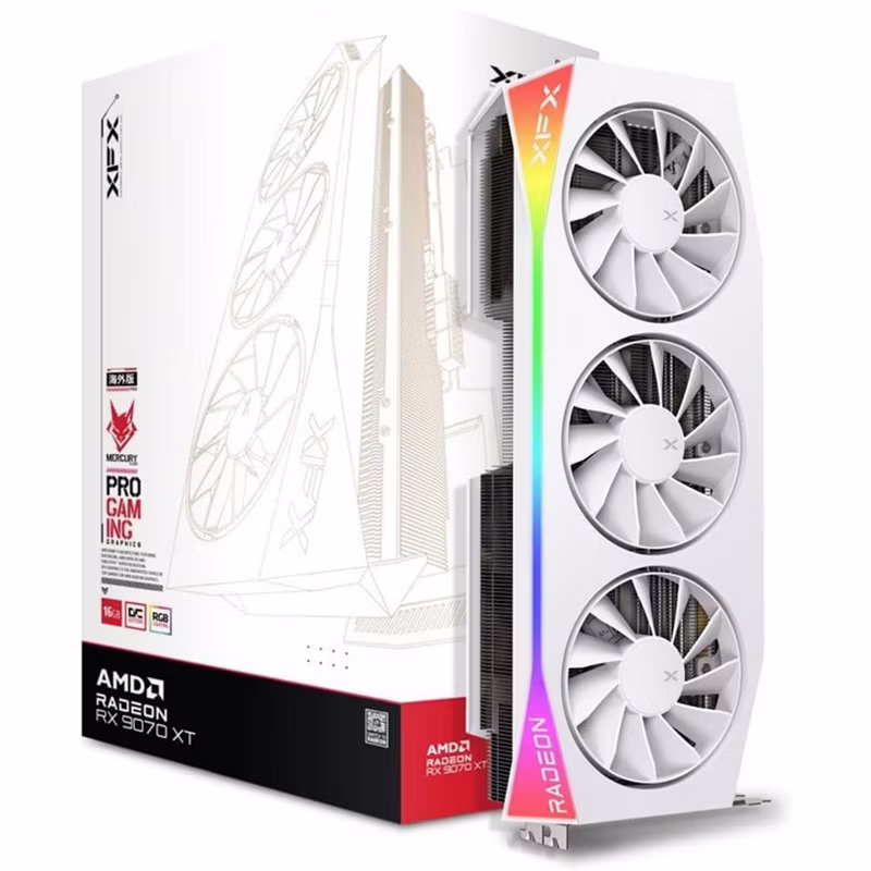 Scheda Video XFX AMD Radeon RX 9070XT MERCURY Gaming RGB 16GB OC GDDR6 Bianco