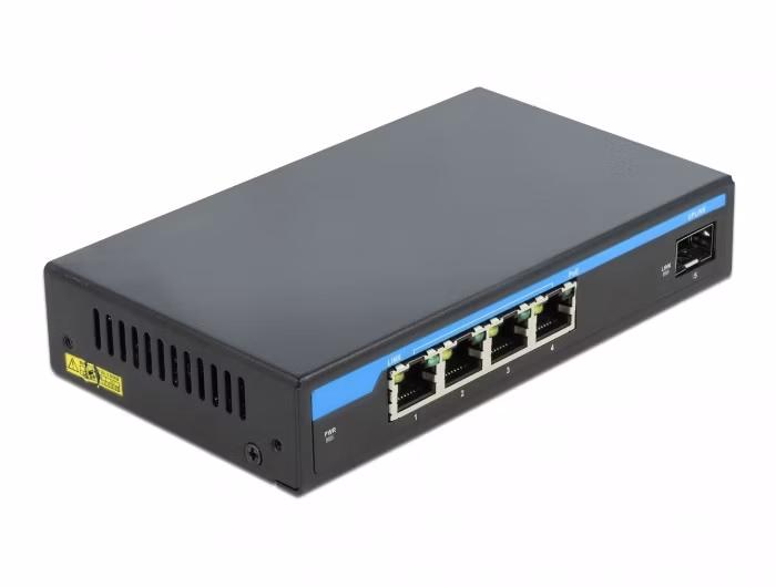 SWITCH DeLOCK Giga Ethernet 4P PoE+1SFP