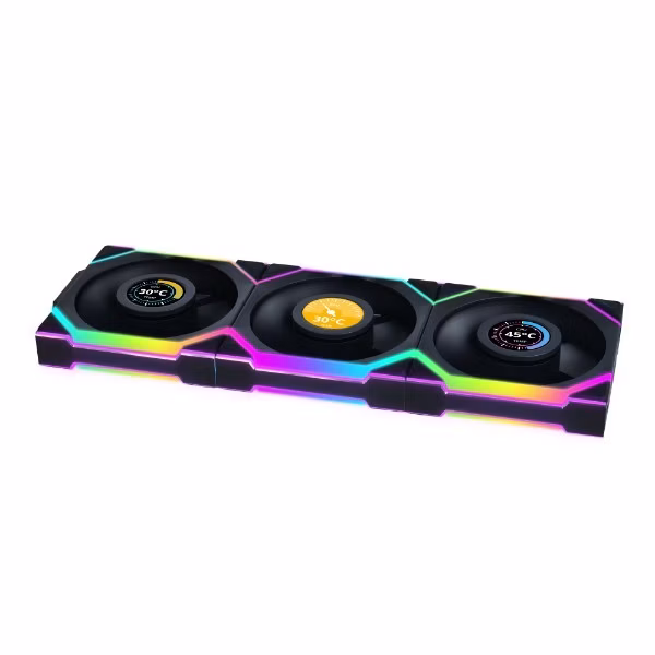 Ventola Lian Li UNI FAN SL Wireless LCD ARGB PWM Kit Da 3 Con Controller 120mm Nero