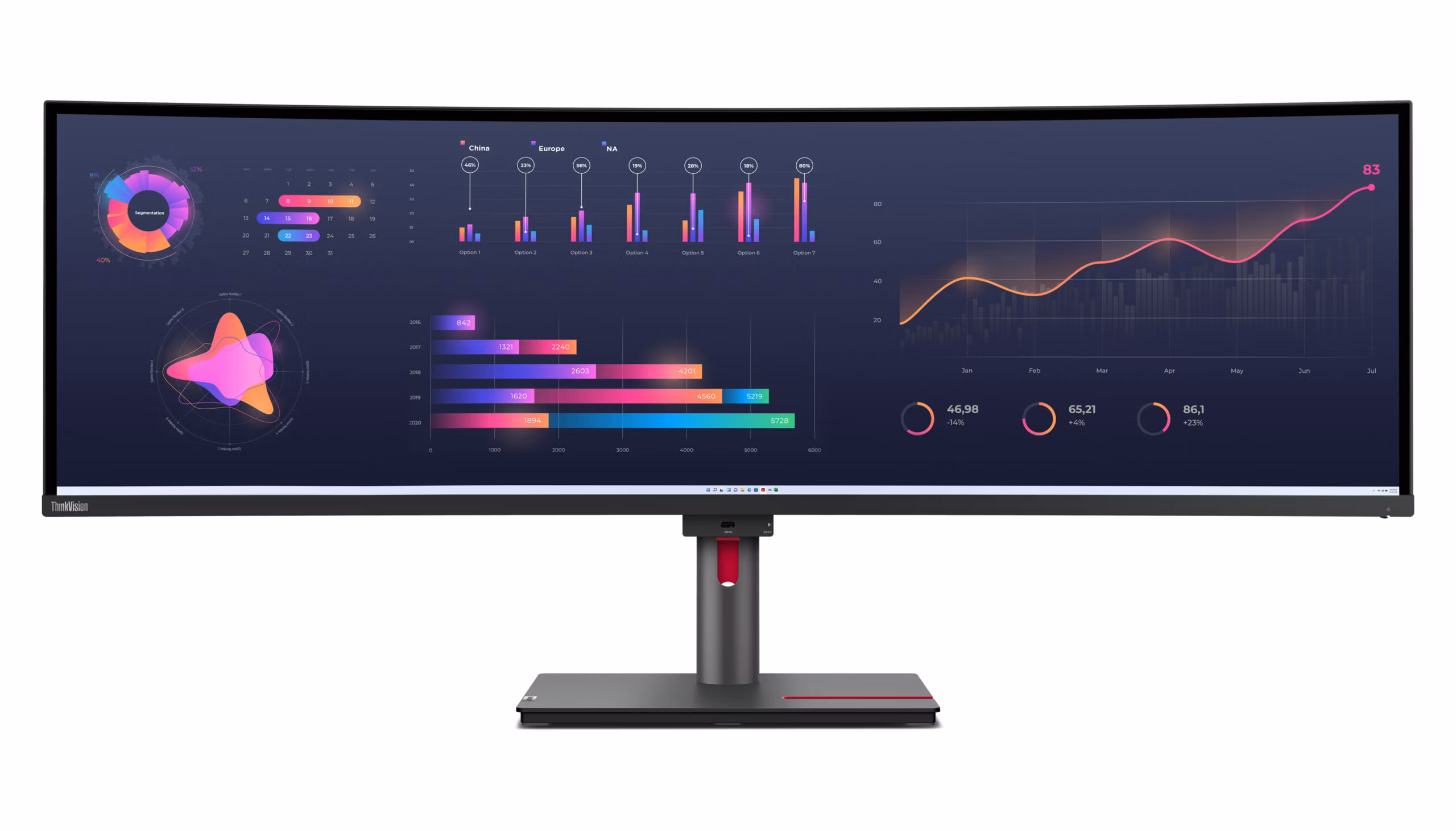 Monitor Lenovo ThinkVision P49w-30 49'' DQHD IPS Thunderbolt 4 HDMI DisplayPort LED Nero
