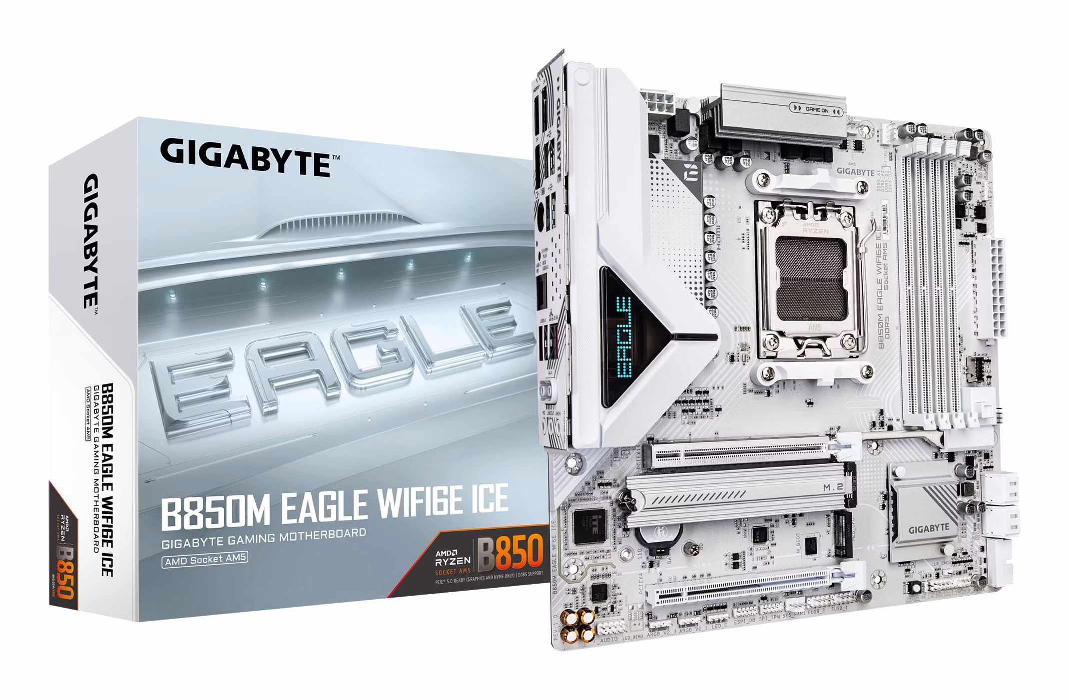Scheda Madre Gigabyte GA-B850M Eagle WF6E ICE AM5 DDR5 Micro-ATX Bianco