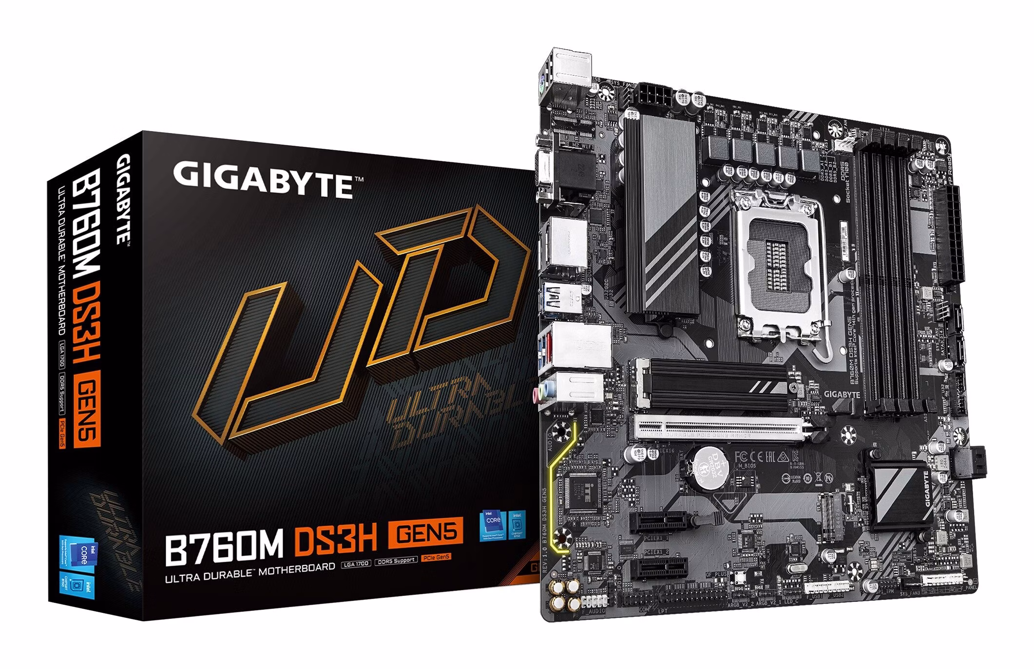 Scheda Madre Gigabyte GA-B760M DS3H GEN5 LGA1700 DDR5 Micro-ATX Nero