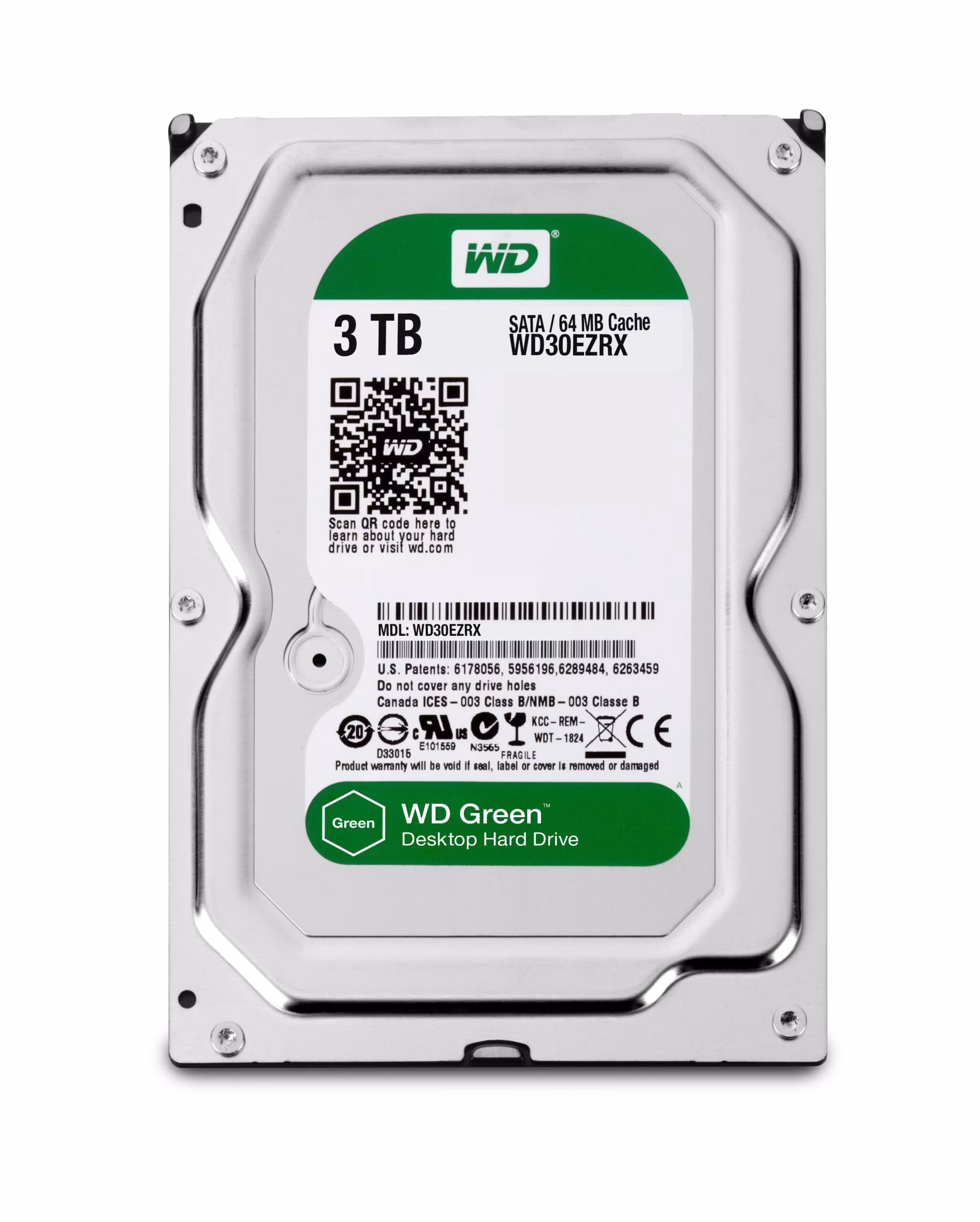HDD Western Digital Blue 3.5'' 3TB SATA 6Gb 5400rpm 256MB Cache Silenzioso ed efficiente