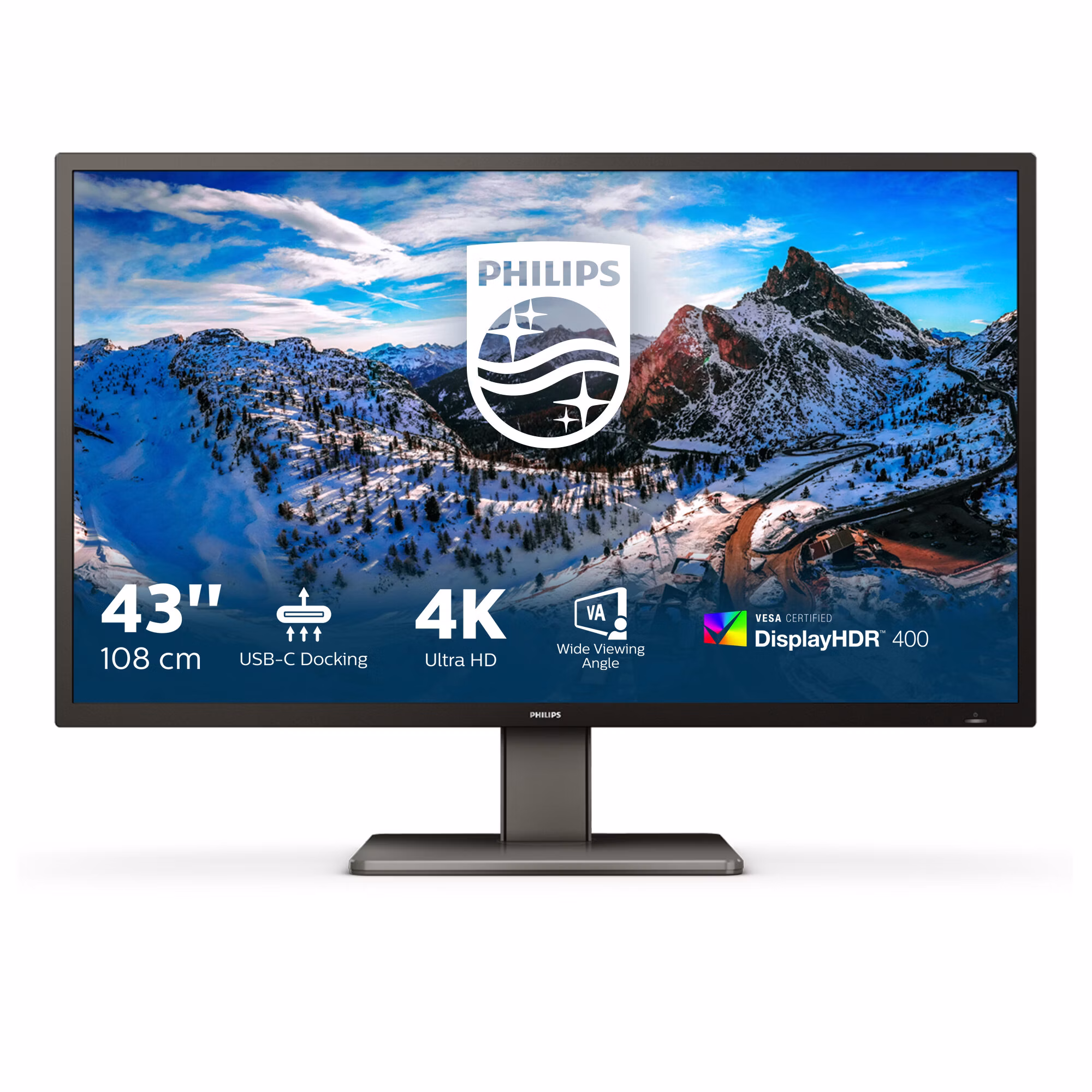 Monitor Philips 439P1/00 43'' UltraHD/4K VA HDR USB-C LED Nero