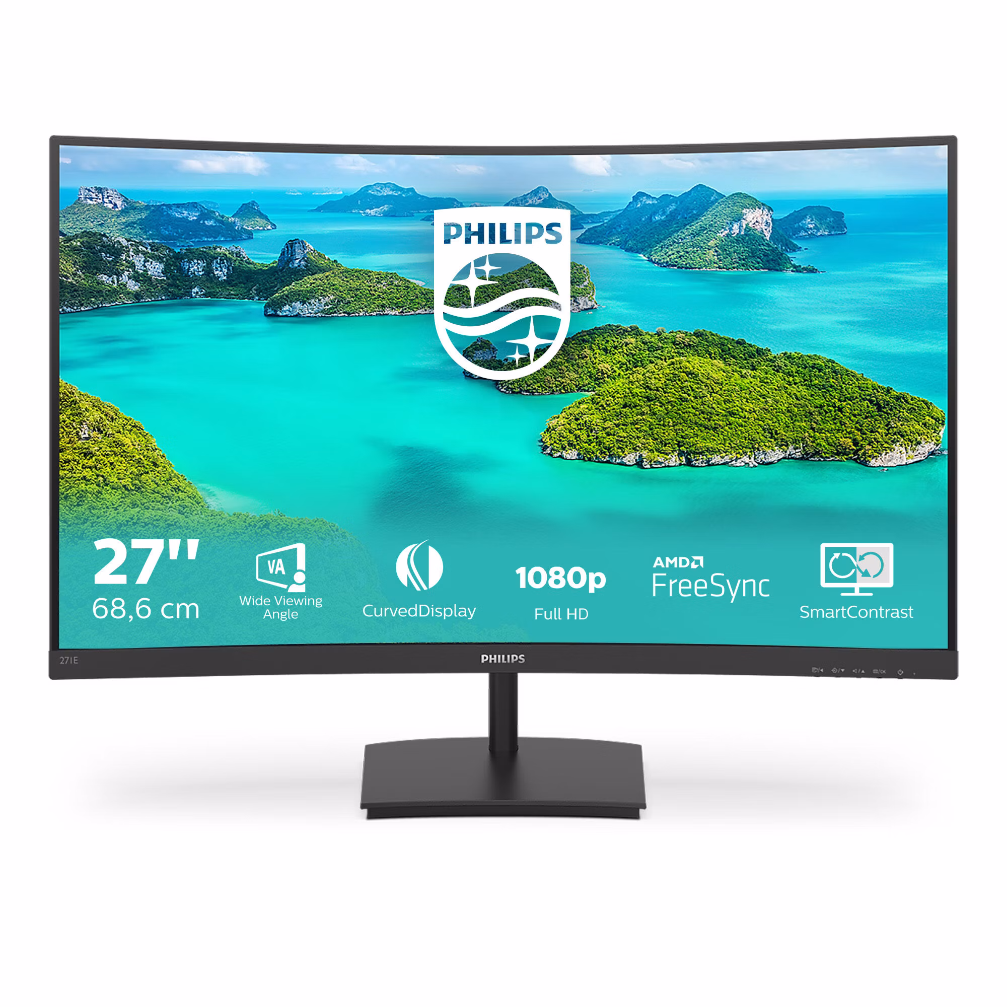 Monitor Philips 271E1SCA/00 27'' FullHD VA Curvo 75 Hz AMD Free-Sync Nero
