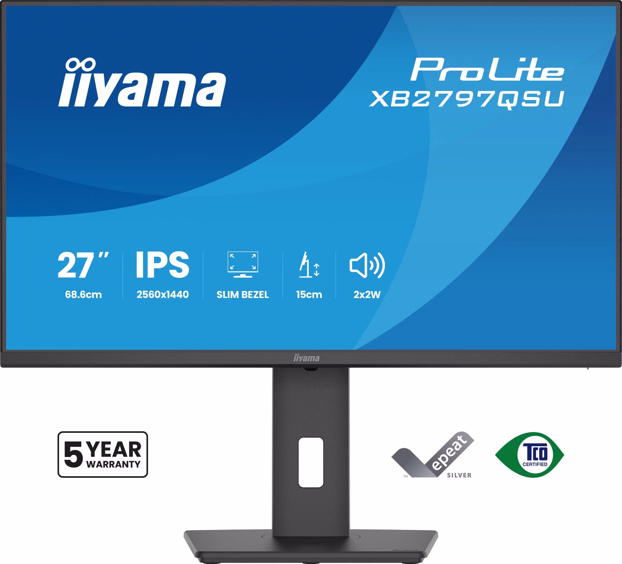 Monitor iiyama ProLite XB2797QSU-B1 27" 2560 x 1440 Pixel Quad HD LED Nero 2 Monitor iiyama ProLite XB2797QSU-B1 27" 2560 x 1440 Pixel Quad HD LED Nero - immagine 2