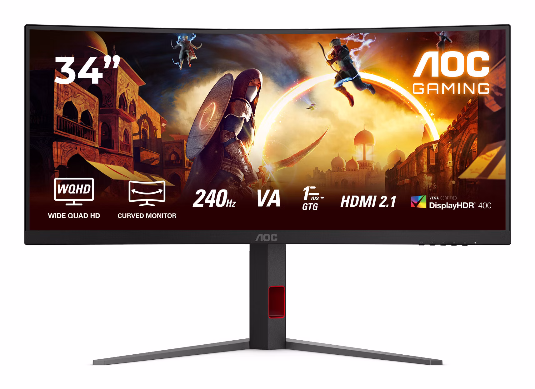 Monitor AOC G4 CU34G4Z 34" 3440 x 1440 Pixel Wide Quad HD LED Nero Rosso