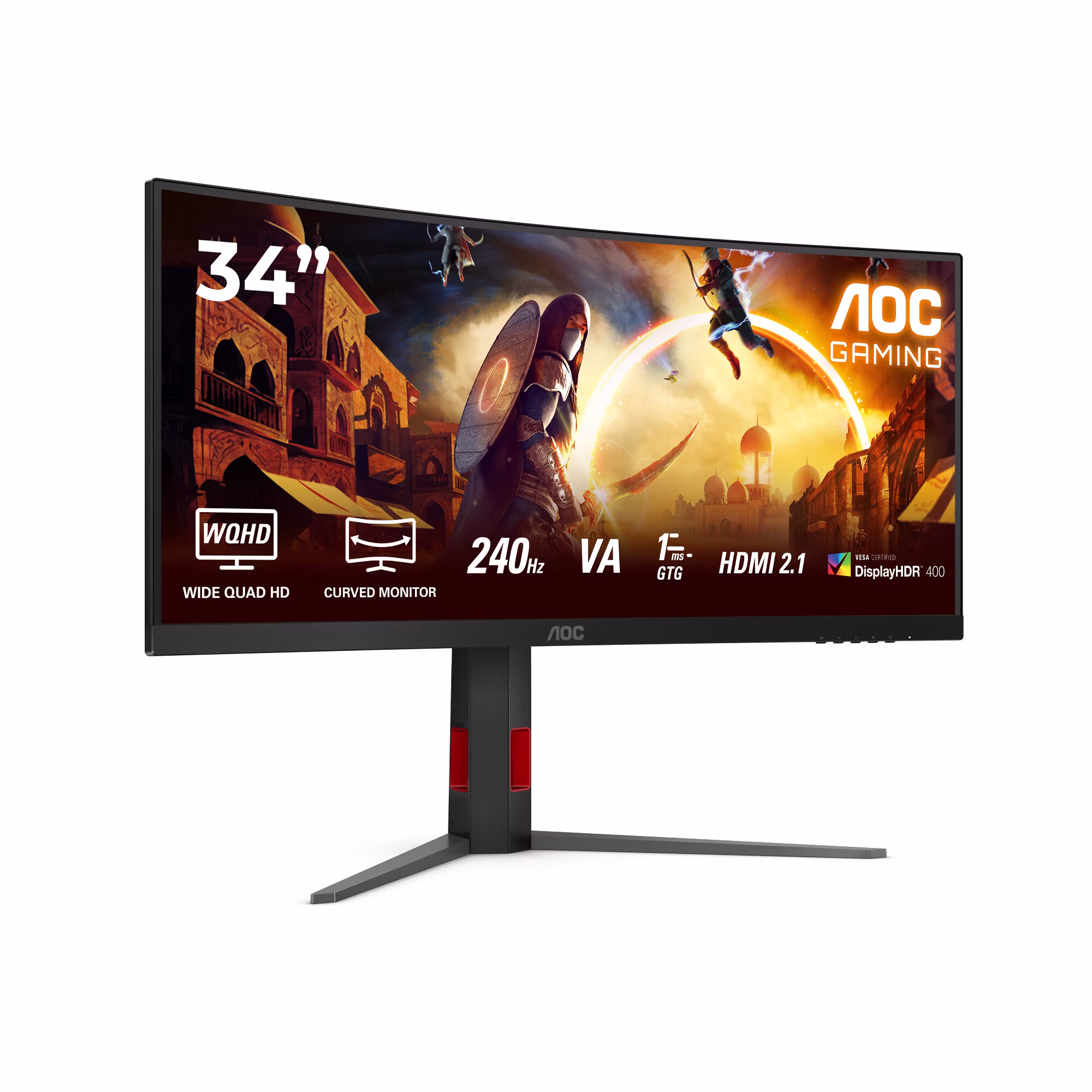 Monitor AOC G4 CU34G4Z 34" 3440 x 1440 Pixel Wide Quad HD LED Nero Rosso 2 Monitor AOC G4 CU34G4Z 34" 3440 x 1440 Pixel Wide Quad HD LED Nero Rosso - immagine 2