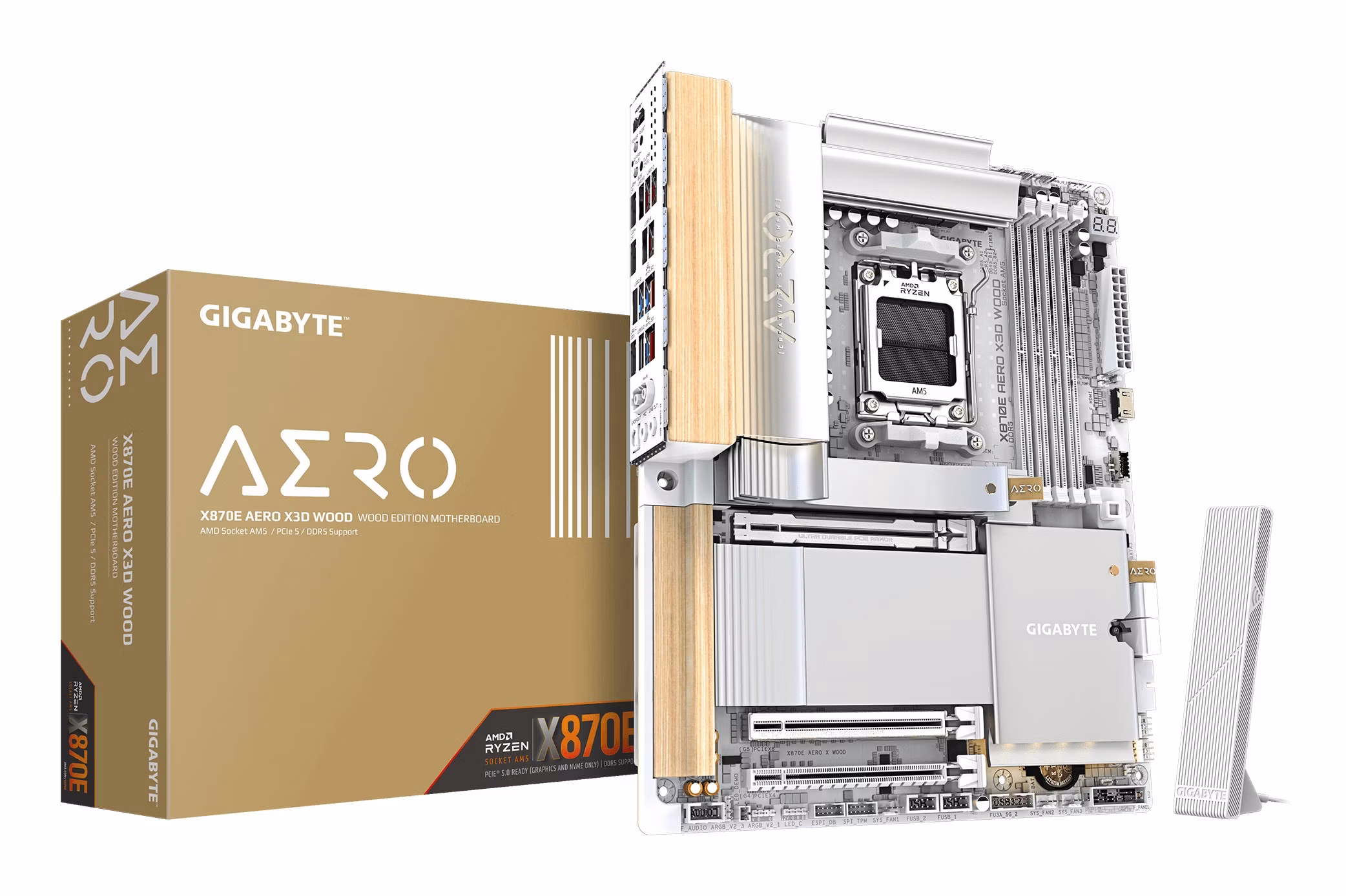 Scheda Madre GIGABYTE X870E AERO X3D WOOD AM5 ATX Bianco