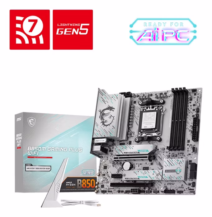 Scheda Madre MSI MAG B850 GAMING PLUS WIFI AM5 Micro-ATX Bianco