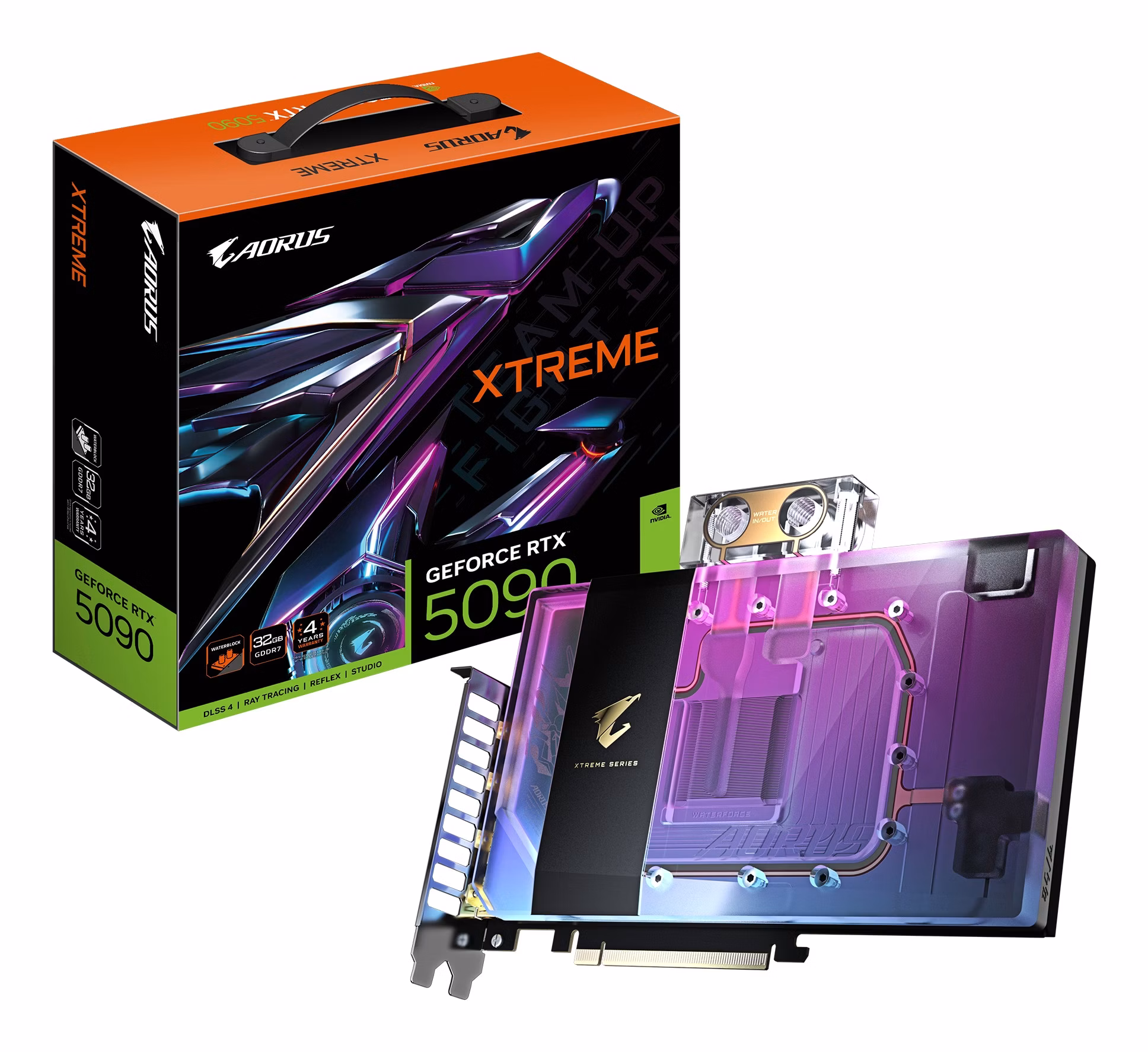 Scheda Video Gigabyte Aorus Nvidia GeForce RTX 5090 Xtreme Waterforce WB 32GB GDDR7 Nero