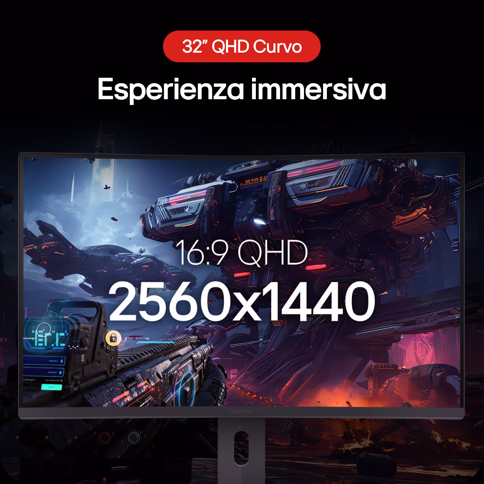 Monitor LG UltraGear Monitor Gaming 32" 16:9 curvo QHD 180Hz 1ms 2 Monitor LG UltraGear Monitor Gaming 32" 16:9 curvo QHD 180Hz 1ms - immagine 2