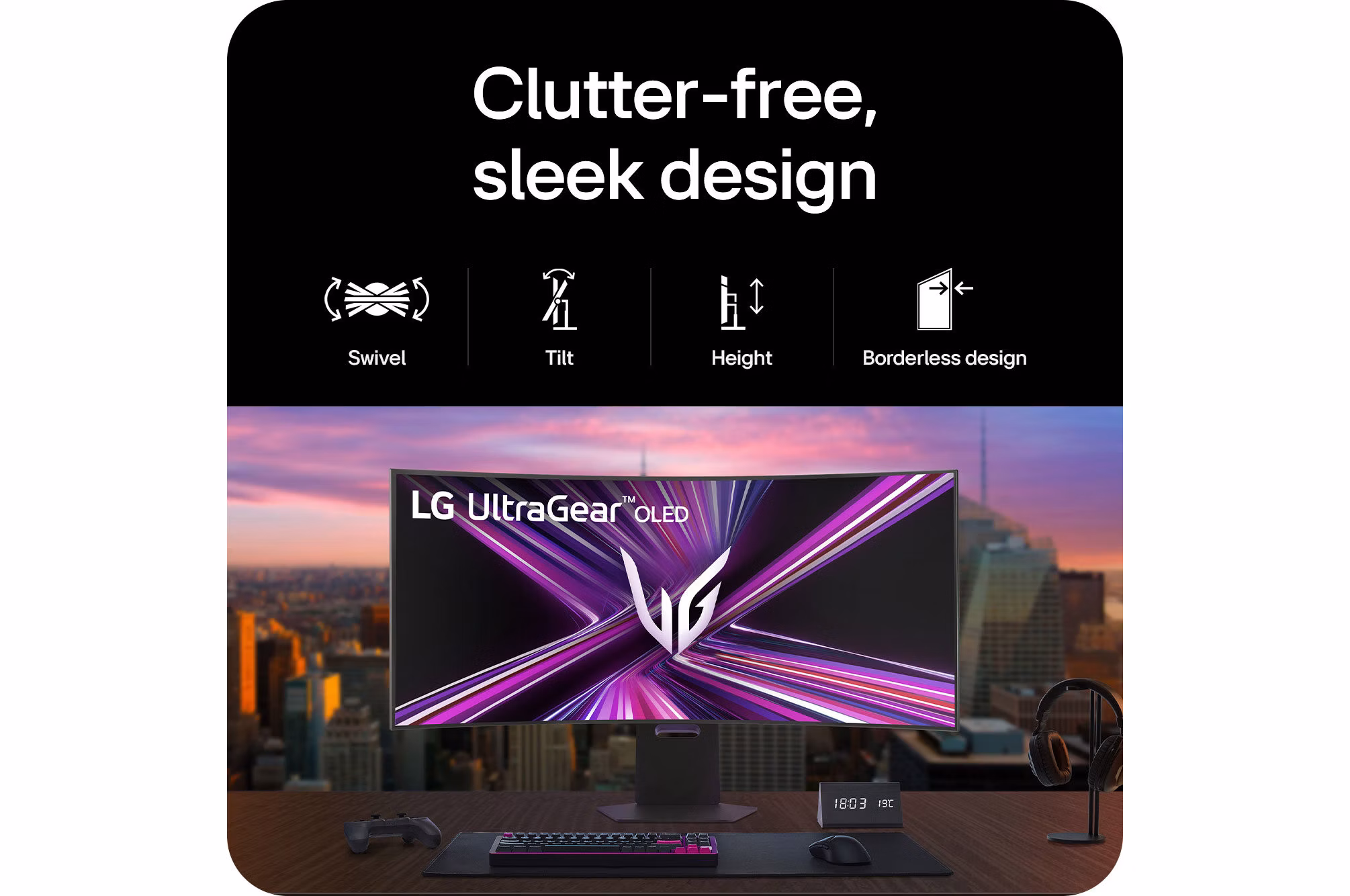 Monitor LG UltraGear 5K2K 45GX950A-B da 45" Curvo 21:9 165Hz OLED G-SYNC Nero 26 Monitor LG UltraGear 5K2K 45GX950A-B da 45" Curvo 21:9 165Hz OLED G-SYNC Nero - immagine 26
