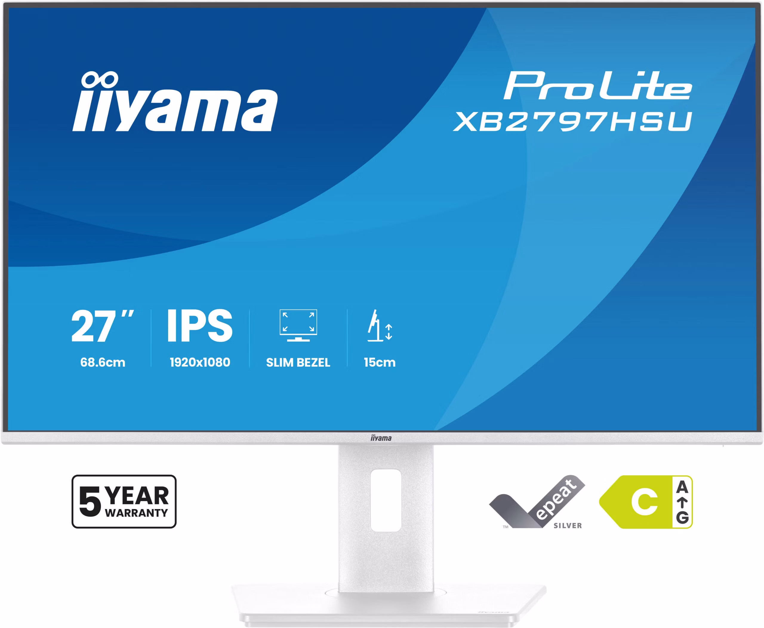 Monitor iiyama ProLite XB2797HSU-W1 27"1920 x 1080 Pixel Full HD LED Bianco 2 Monitor iiyama ProLite XB2797HSU-W1 27"1920 x 1080 Pixel Full HD LED Bianco - immagine 2