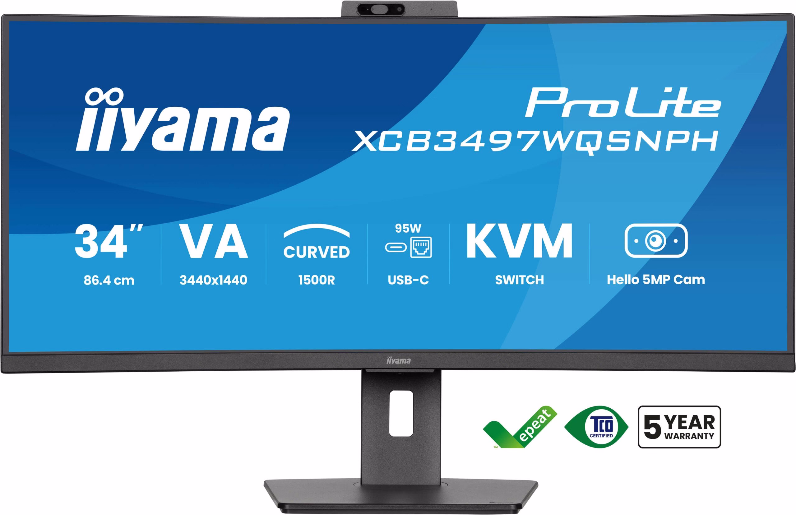 Monitor iiyama ProLite XCB3497WQSNPH-B1 34" 3440 x 1440 Pixel UltraWide Quad HD LED Nero 2 Monitor iiyama ProLite XCB3497WQSNPH-B1 34" 3440 x 1440 Pixel UltraWide Quad HD LED Nero - immagine 2