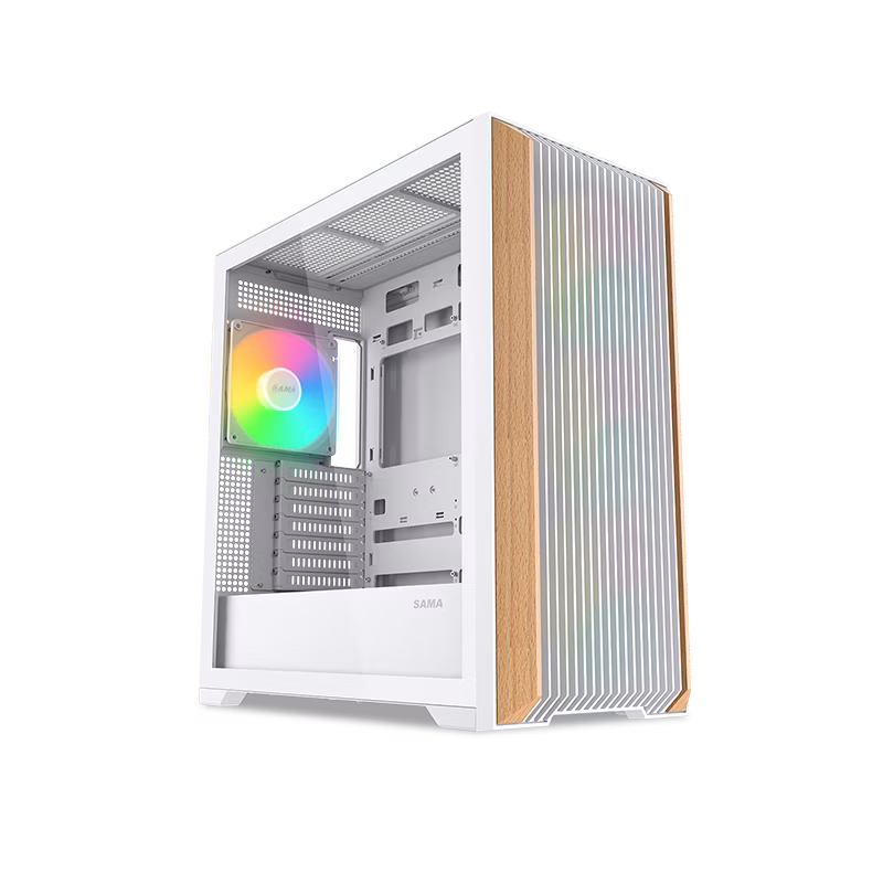 SAMA MID TOWER Z60 WHITE LISTELLO IN NOCE TG 4*FAN WHITE 140mm ARGB PWM