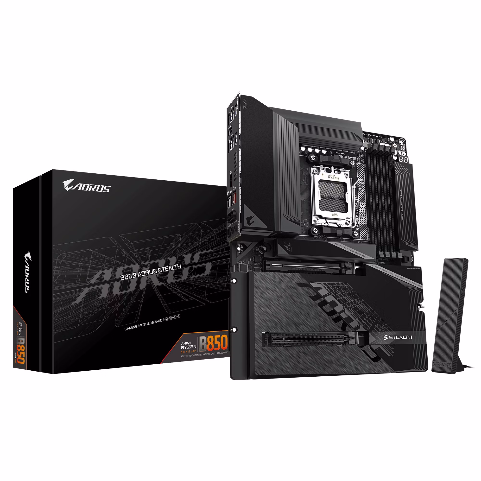 Scheda Madre GIGABYTE B850 AORUS STEALTH (BTF) AM5 DDR5 ATX Wi-Fi 7 Nero