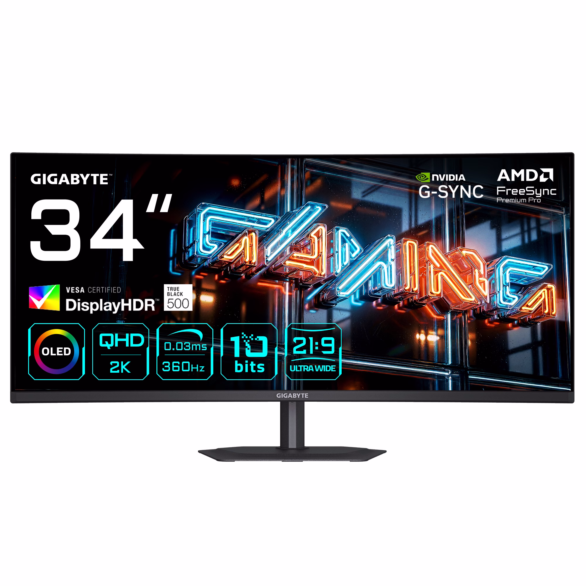 Monitor Da Gaming GIGABYTE MO34WQC36 EK Curvo 34" 360Hz QD-OLED FreeSync Premium Pro