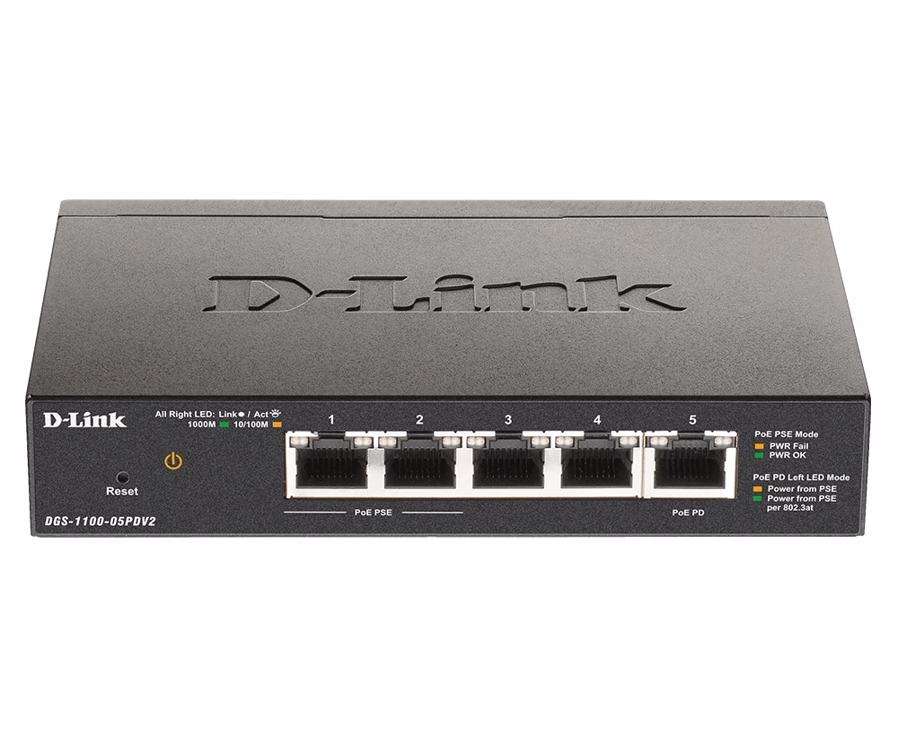 Switch D-Link DGS-1100-05PDV2 Gigabit Ethernet 10/100/1000 Supporto Power over Ethernet (PoE) Nero