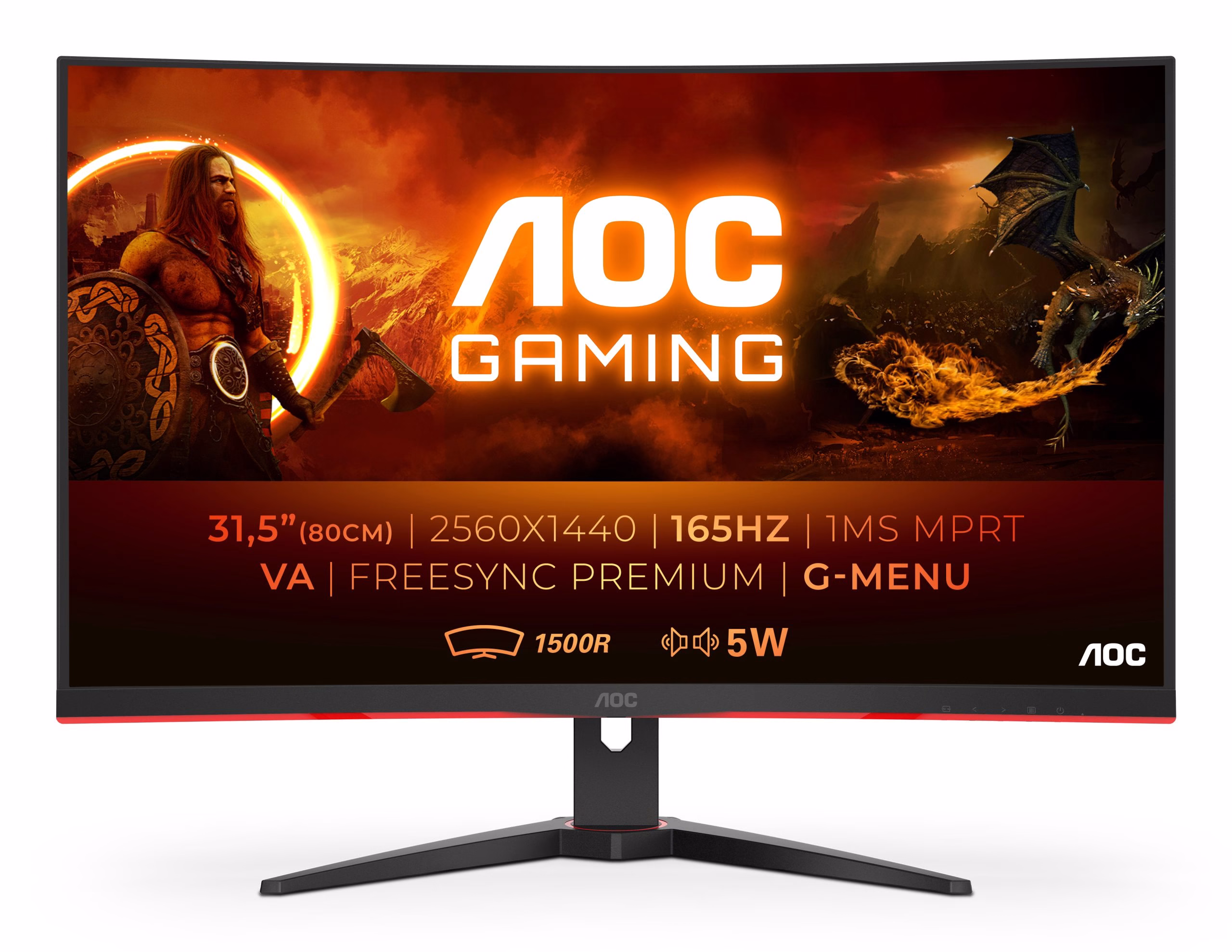 Monitor AOC CQ32G2SE/BK 32'' QHD VA AMD Free-Sync Nero/Rosso
