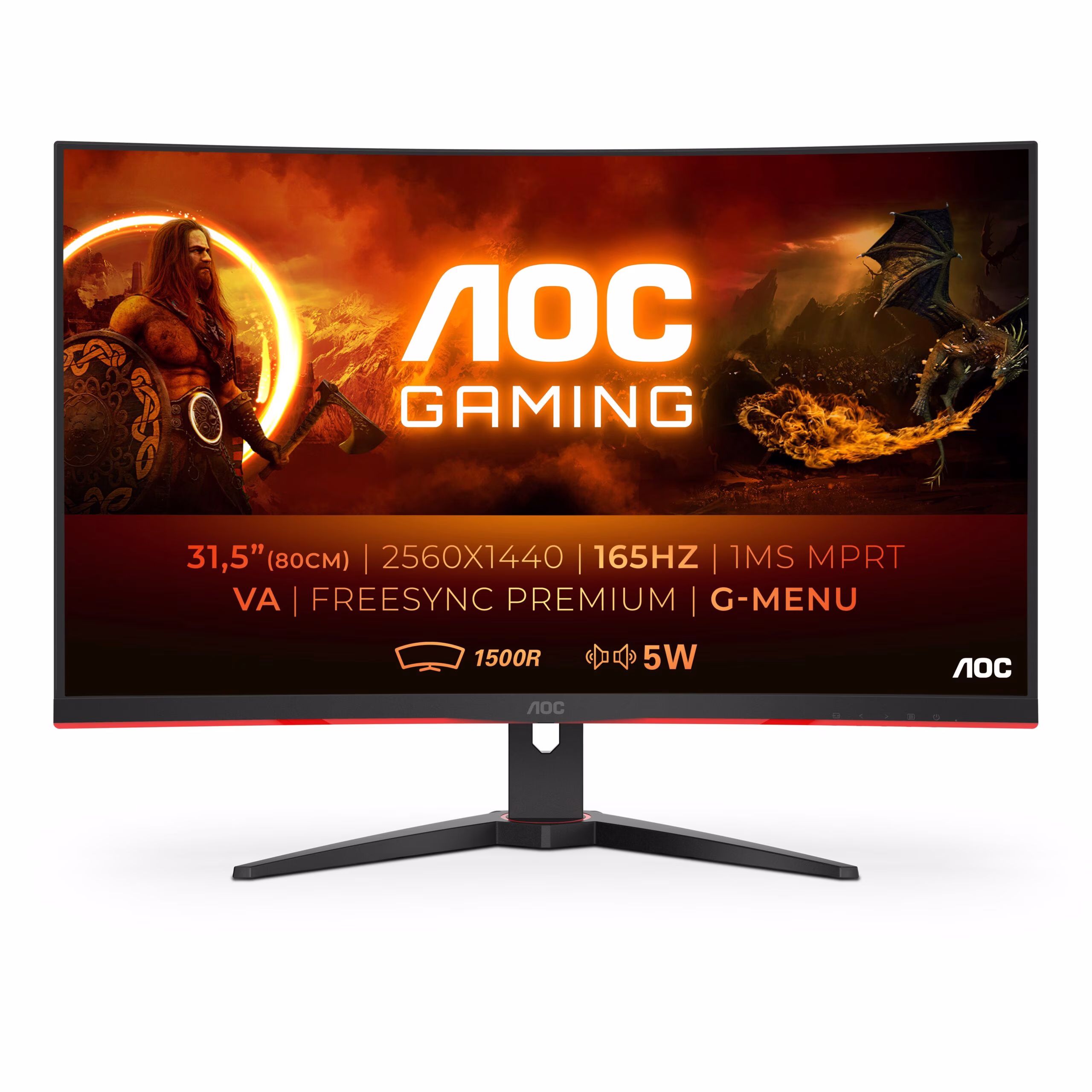 Monitor AOC CQ32G2SE/BK 32'' QHD VA AMD Free-Sync Nero/Rosso
